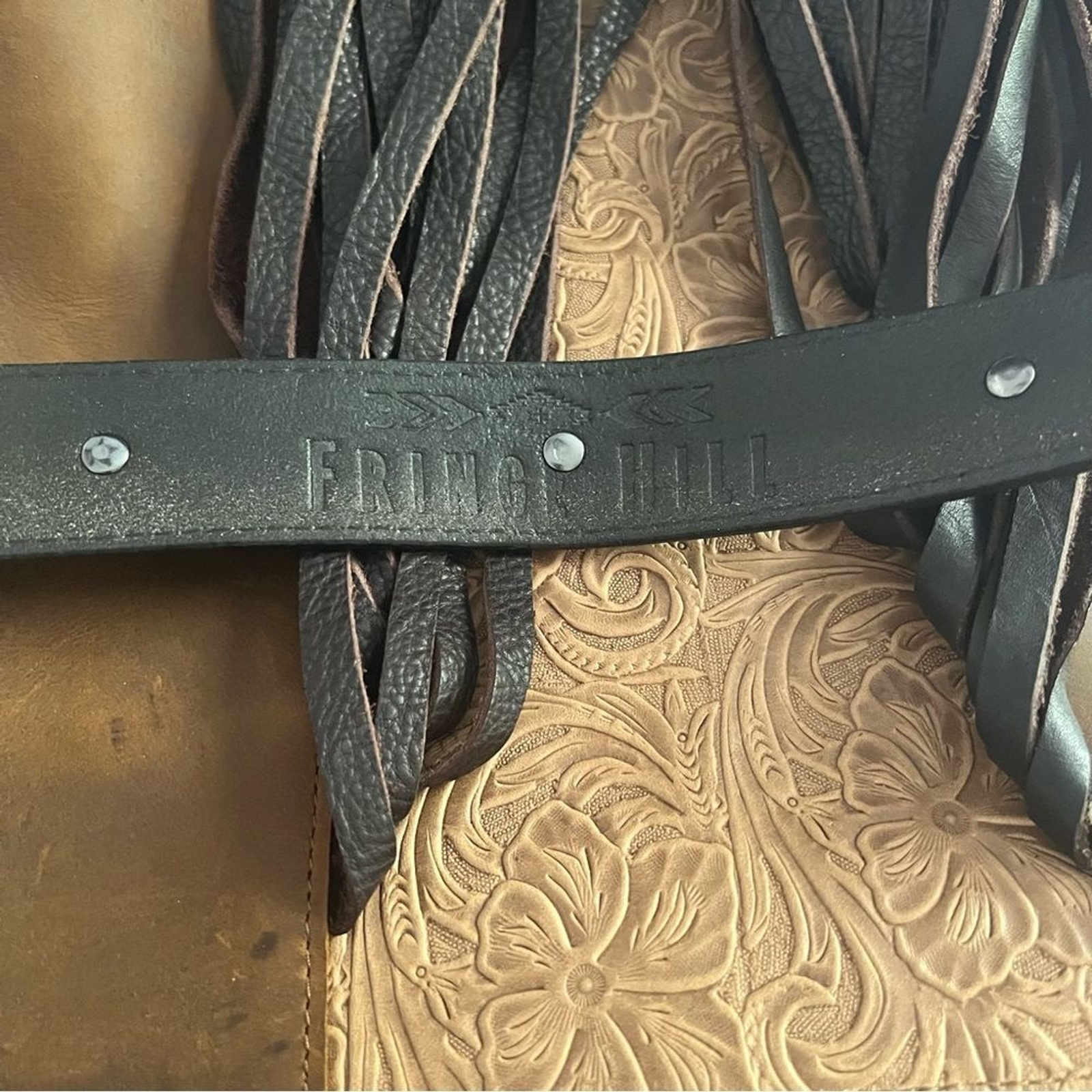 Fringe Hill Tooled Leather Crossbody Purse