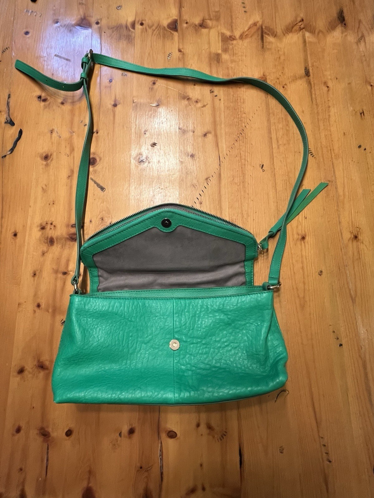 Vince Camuto Bubble Lamb Leather Flap Crossbody Handbag-Cyndy- in Lotus Green