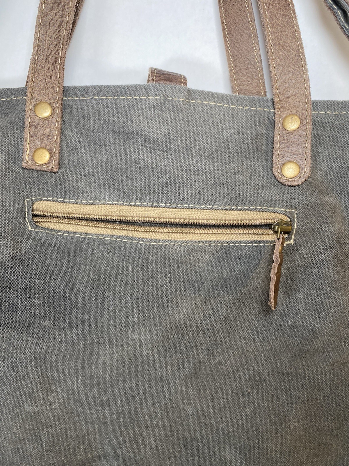 Myra Western Canvas Tote Bag Cactus Desert Print Leather Straps Boho