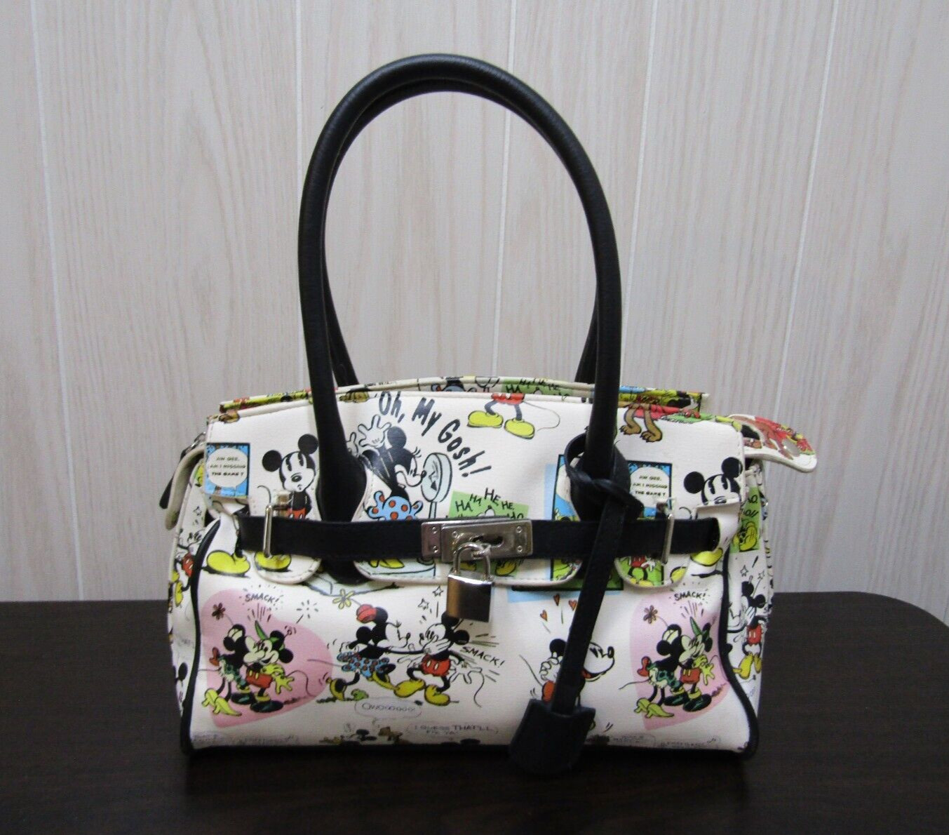 Disney Parks Minnie & Mickey Mouse Character Print Satchel Handbag Purse
