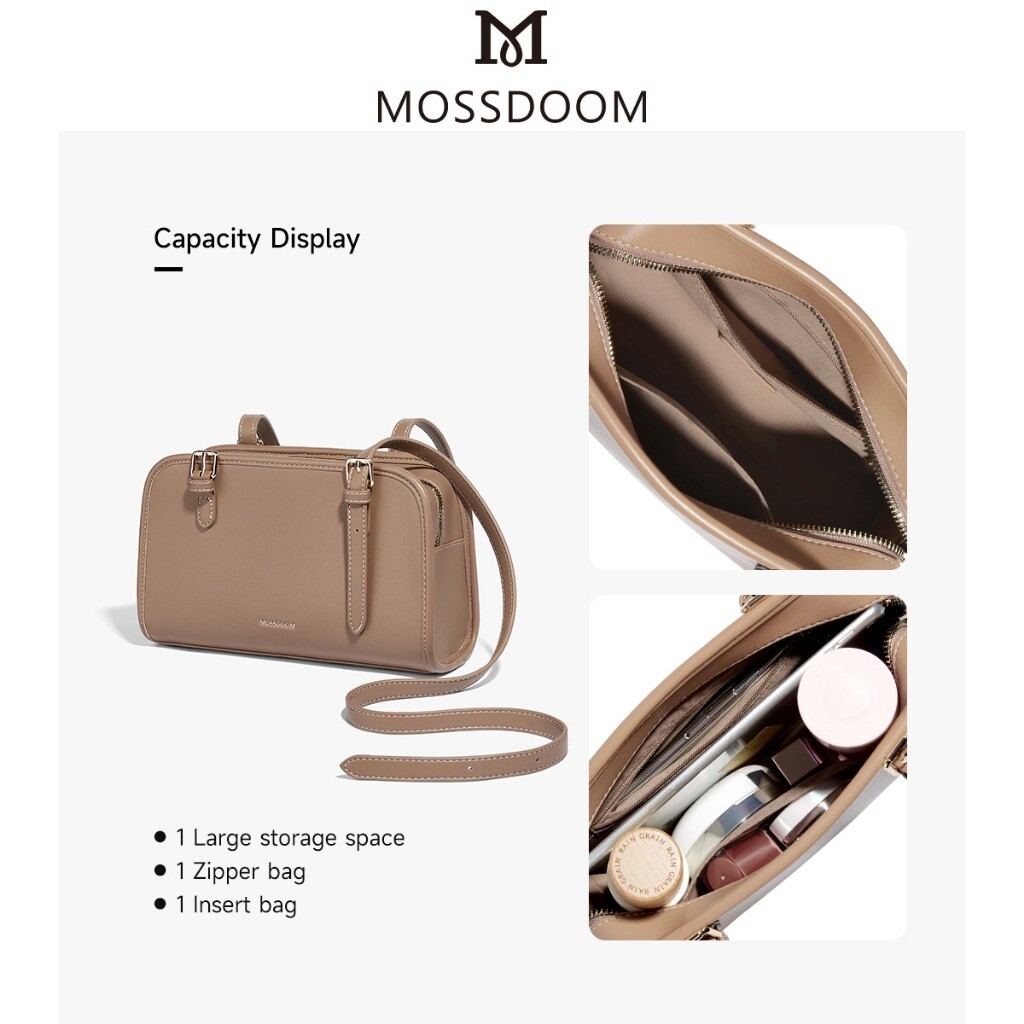 MOSSDOOM Shoulder Bag Black White Brown Milnimal Simple Square Shape Women