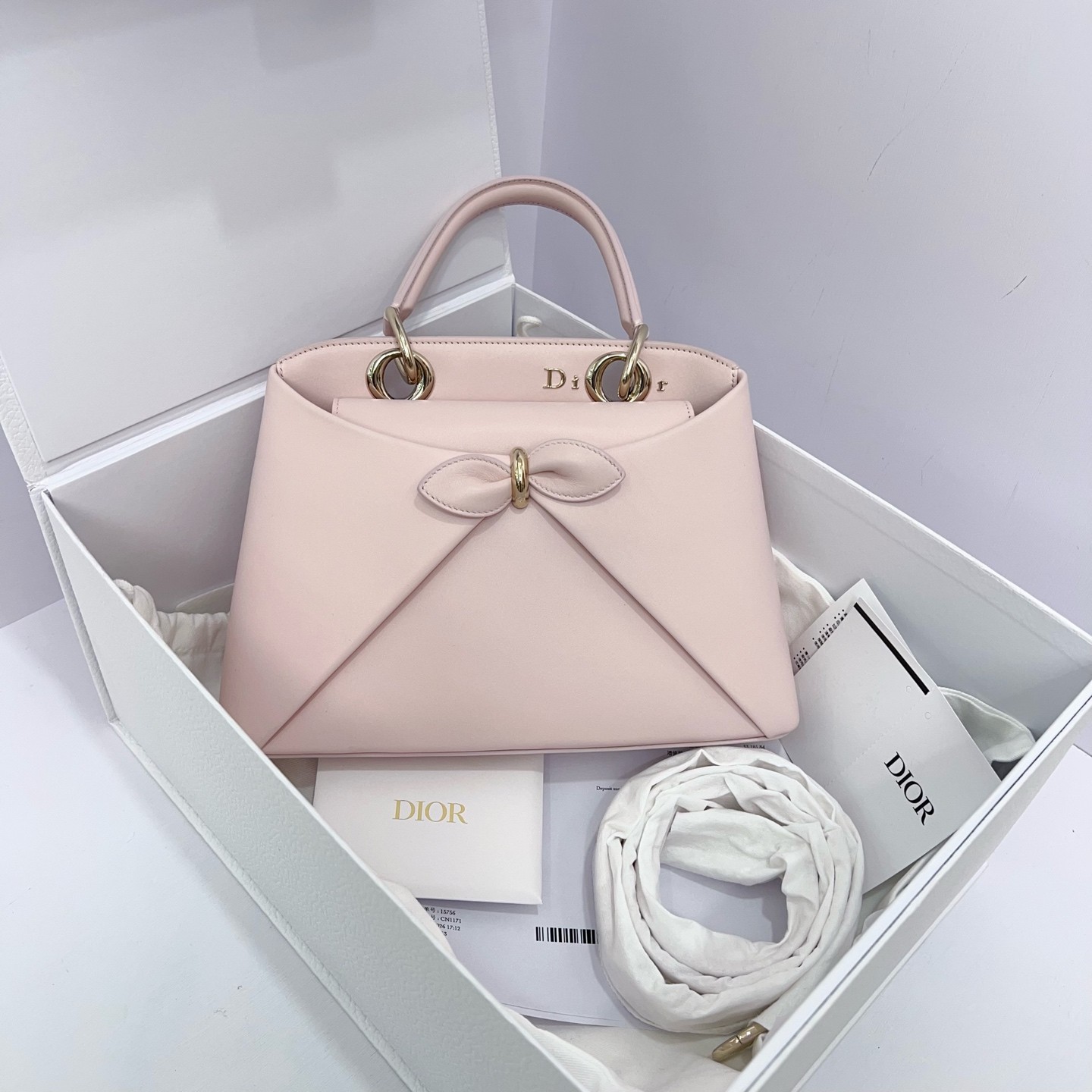 Dior Cigale Normal Light Pink Smooth Calfskin Top Handle Crossbody Duty Paid