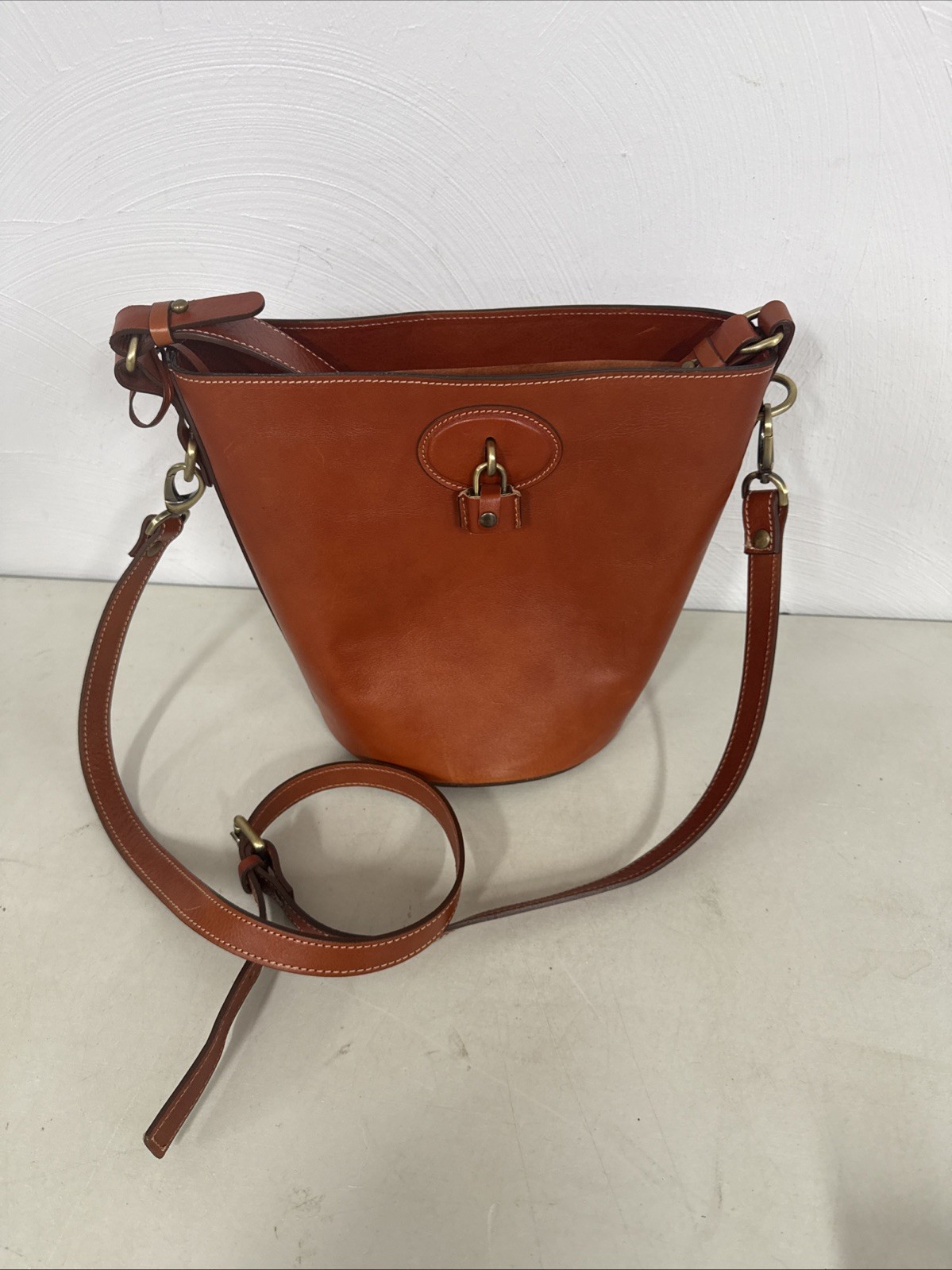 A. Bellucci Pumpkin Leather Bucket Bag/Purse/Shoulder/Crossbody – RARE