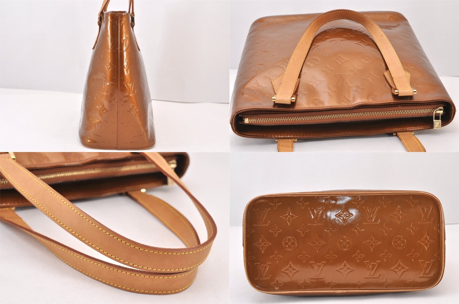 Authentic Louis Vuitton Vernis Houston Shoulder Hand Bag Brown M91122 LV 367AB