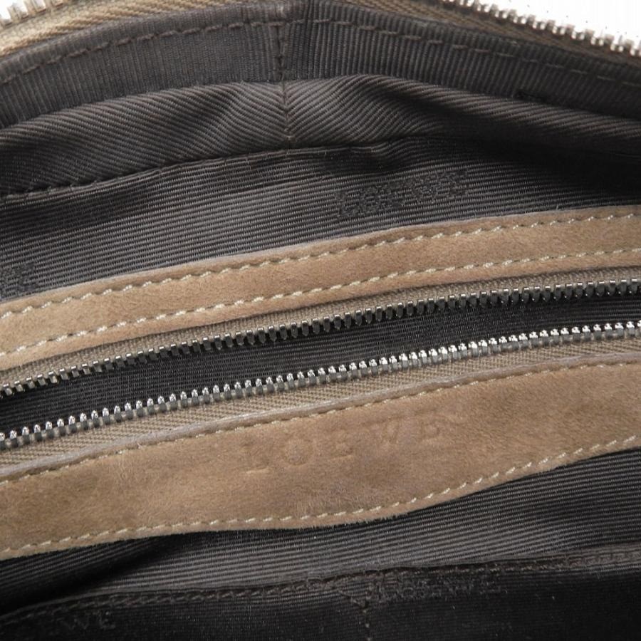 Loewe Senda Suede Ostrich Handbag Brown Beige Drawstring Pouch Auth Spain