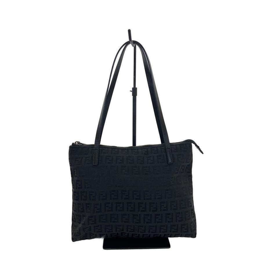 Fendi Black Monogram Handbag Double Handle 10.8in Women Auth