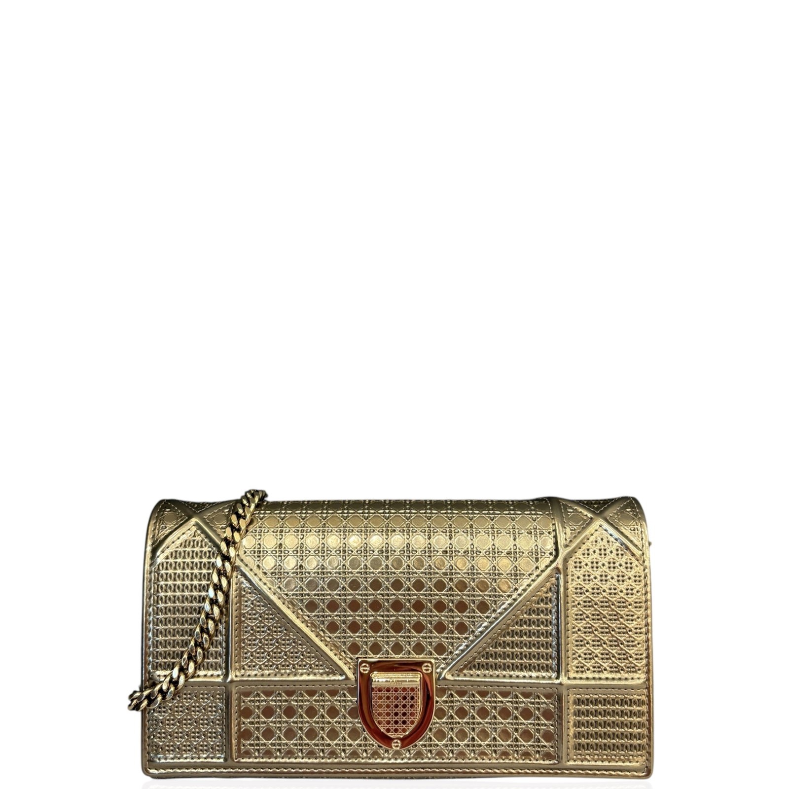 Dior Diorama Wallet On Chain Pouch Light Gold Calfskin (hm061426b1)