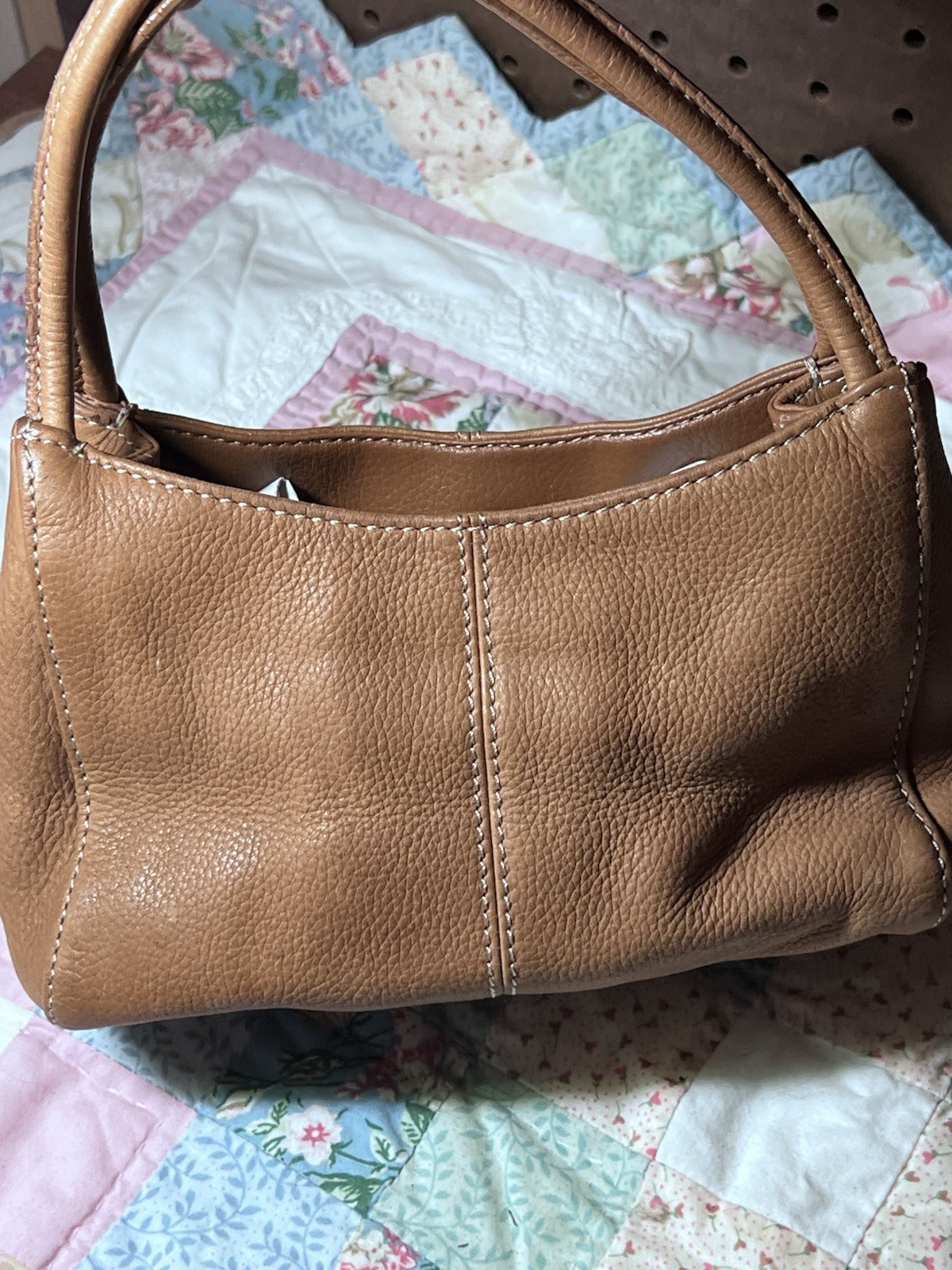 Vintage Fossil Brown Pebbled Mini Shoulder Bag Double Handles