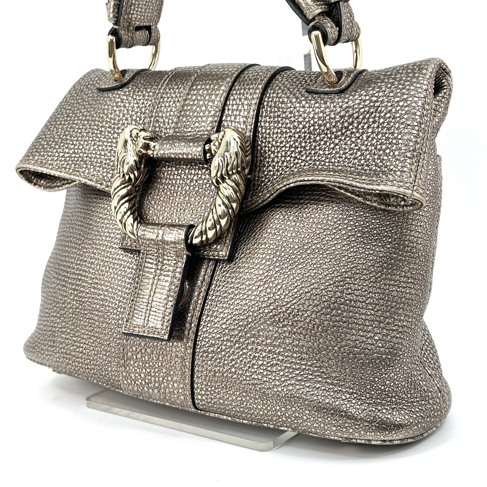 Bvlgari leoni Gold Leather Hand bag Shoulder bag Authentic From JAPAN