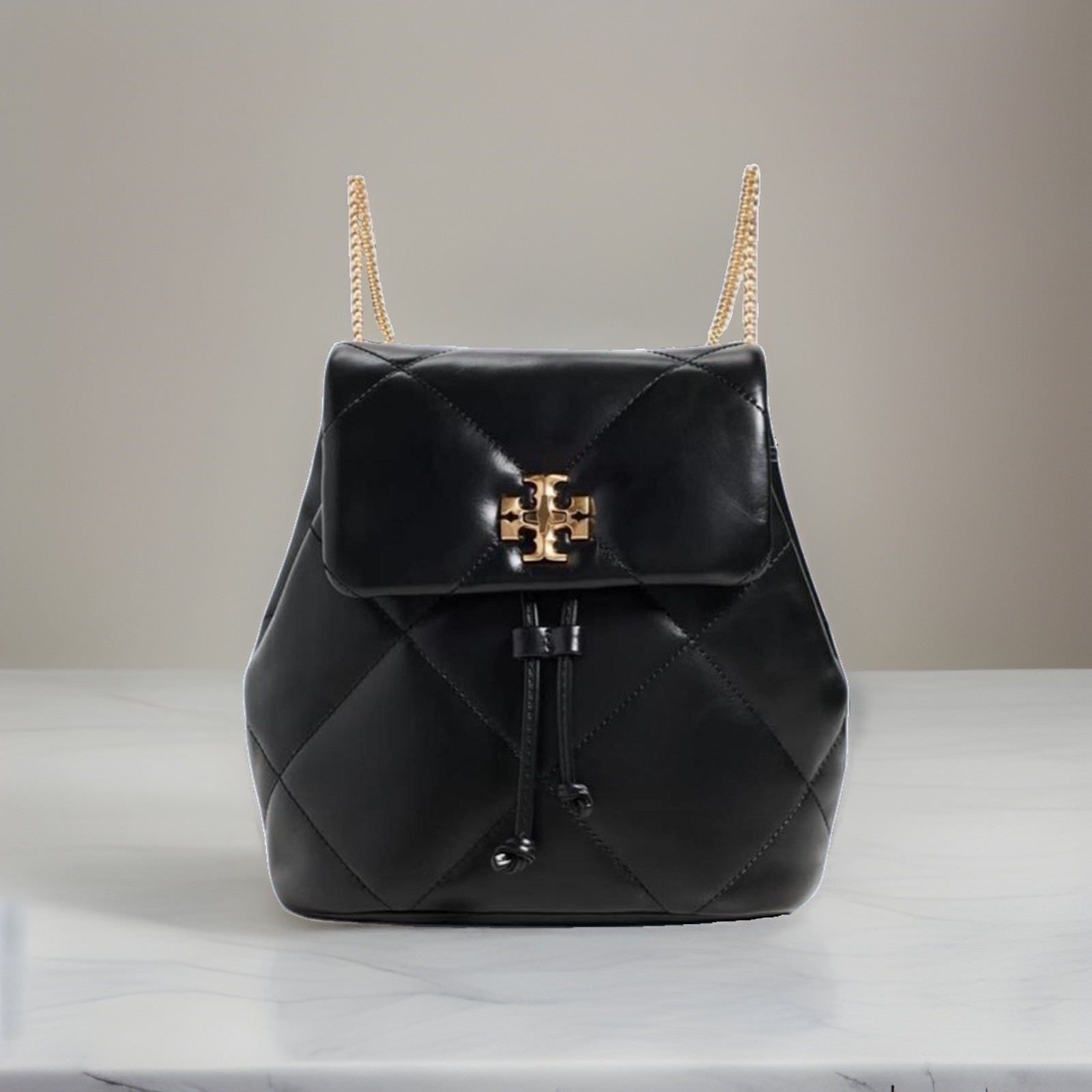 Tory Burch Women’s Kira Diamond Quilt Mini Backpack, Black, One Size
