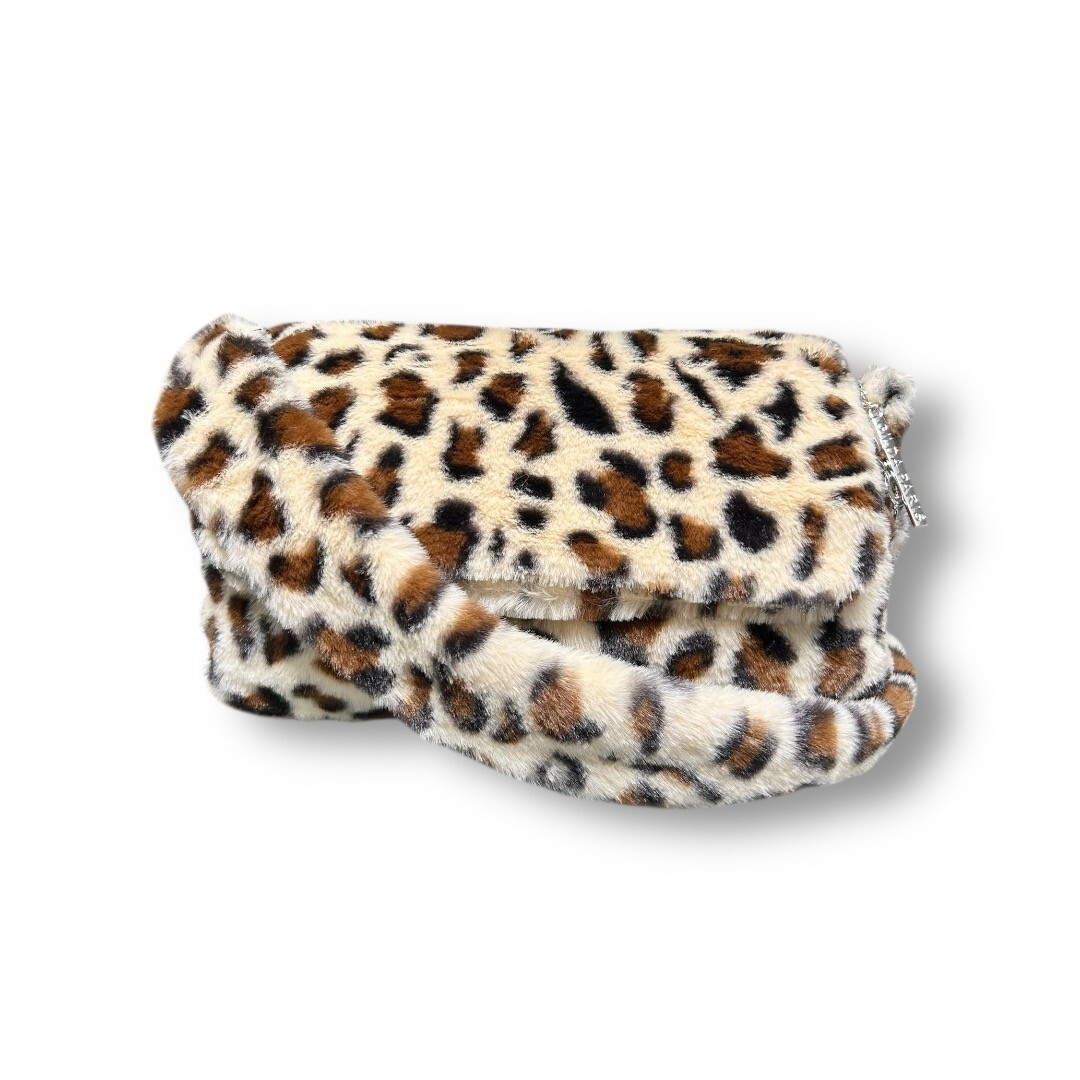 New Gilda Paris Leopard Print Faux Fur Crossbody Shoulder Bag Plush Messenger