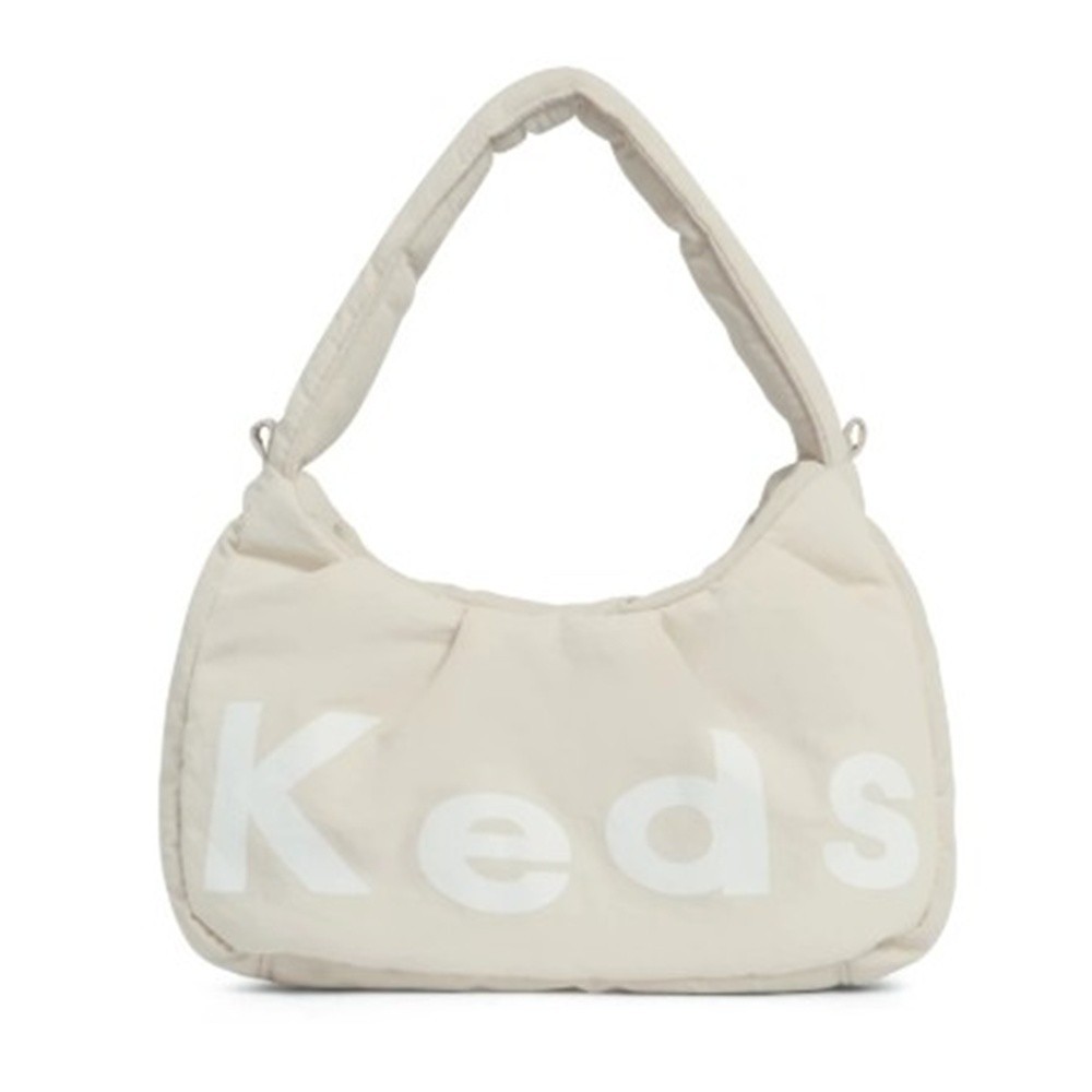Keds Puffy Bag Shoulder Bag Handbag # Almond Milk Nylon Adjustable Waterproof
