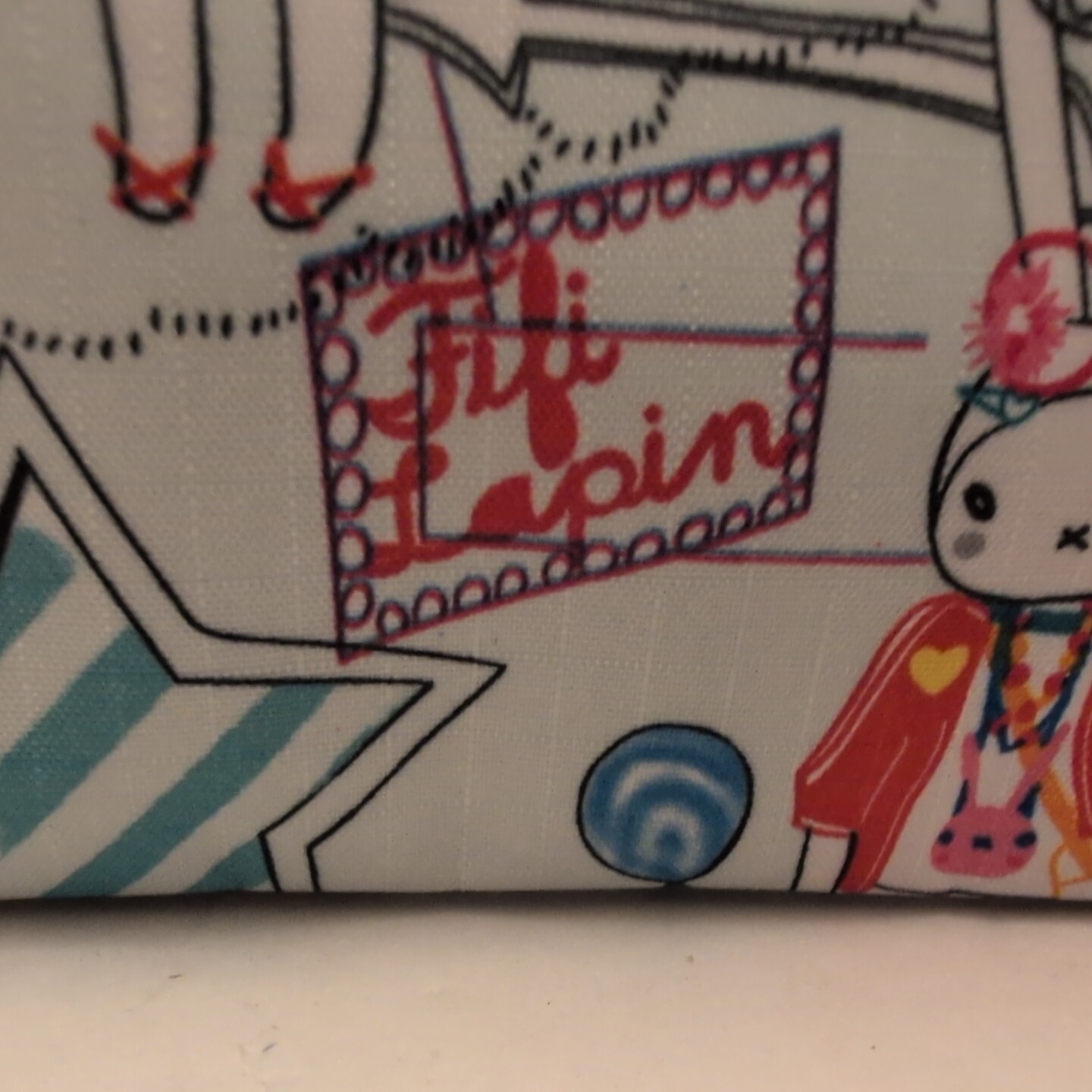 RARE LeSportsac Fifi Lapin Sweethearts 3 Zipper Writslet Blue And Gray