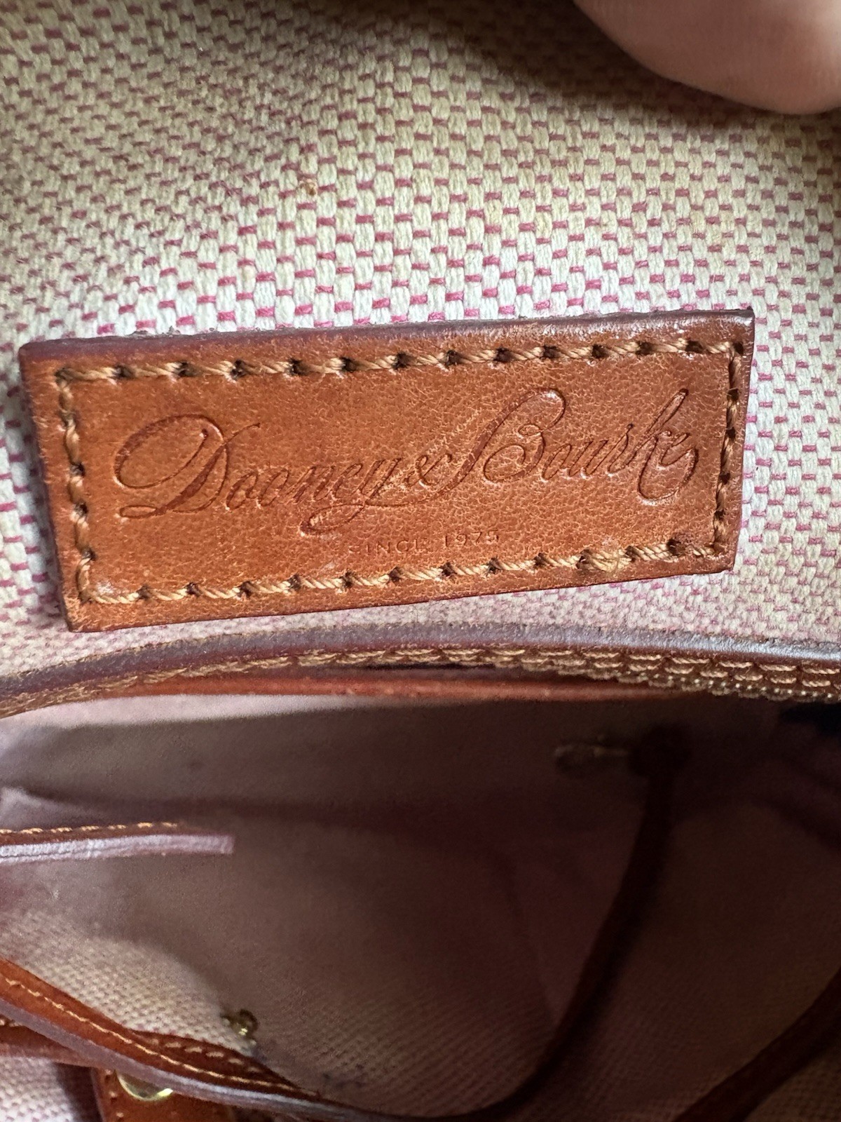 Dooney & Bourke Dillen Double Pocket Satchel Black With Tan Trim Zip Top