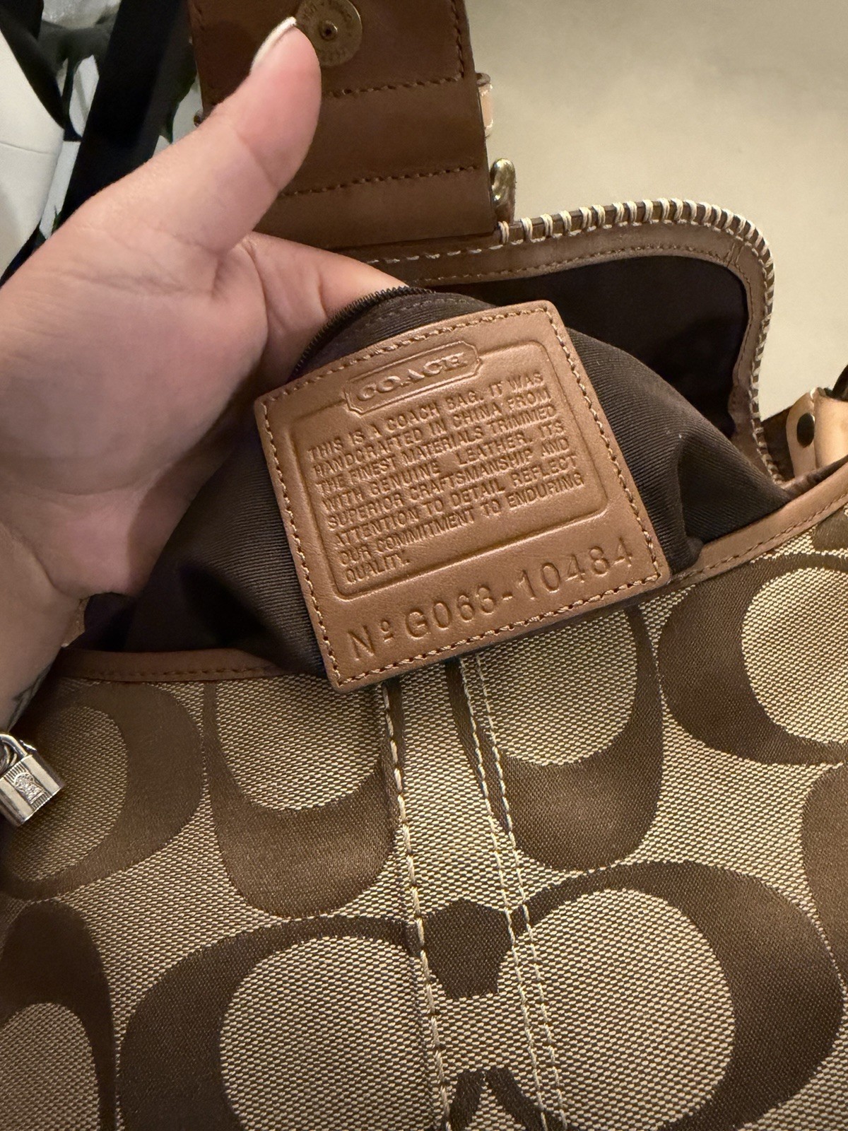 Y2K Coach Signature Soho Small Shoulder Bag Brown/Beige Buckle Studs Charm