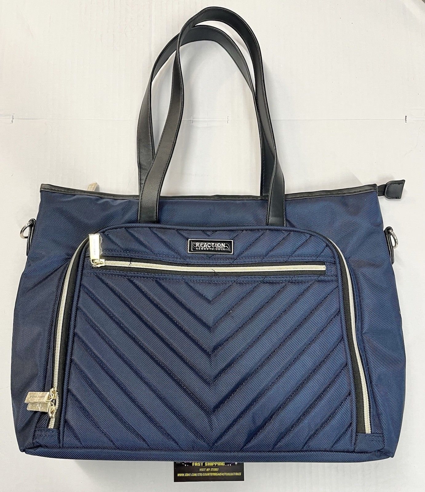 Kenneth Cole Reaction Chelsea Chevron 15″ Laptop Tablet Business Tote Bag Blue