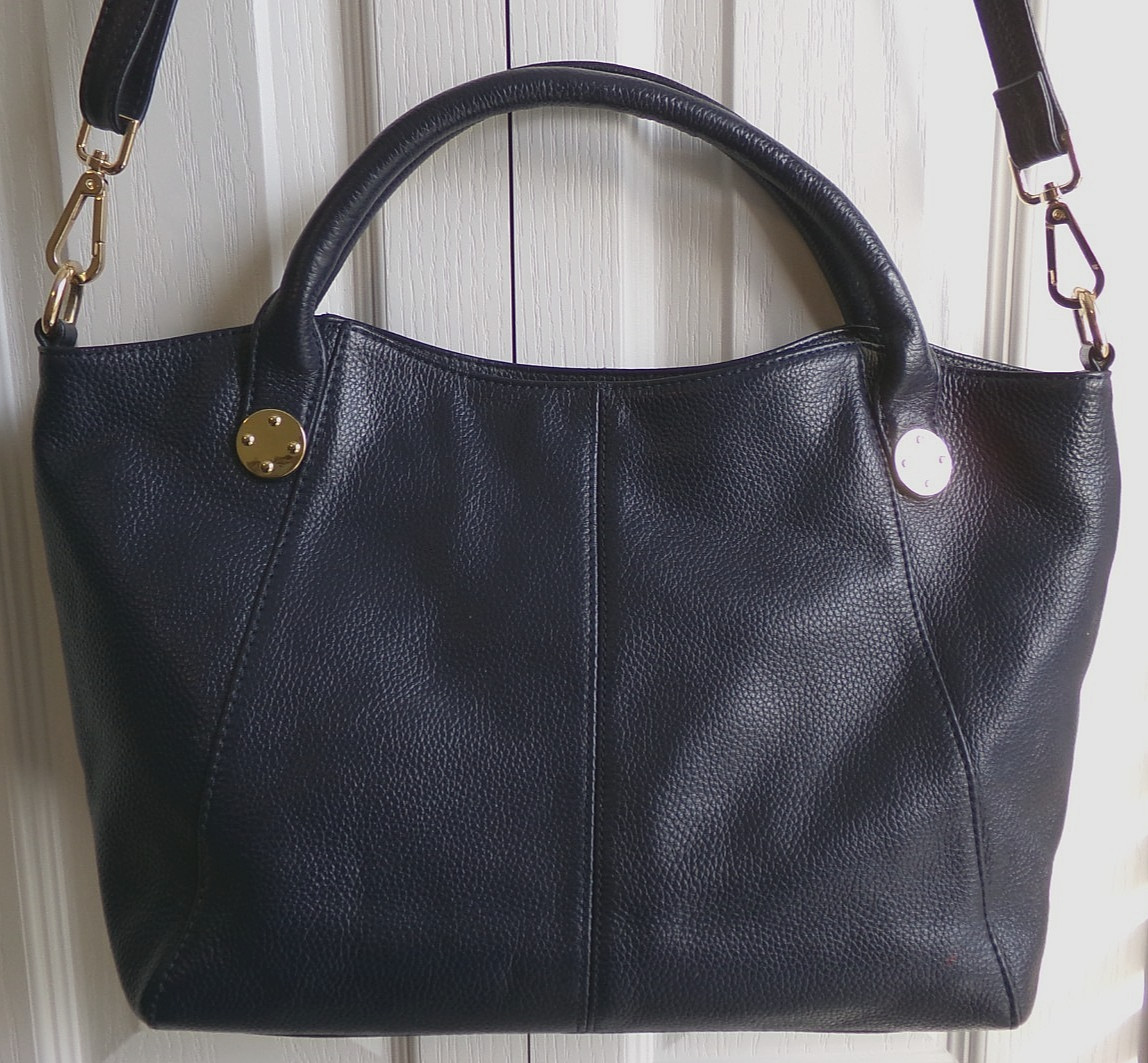 Onna Ehrlich Large Dark Blue Shoulder/Crossbody Geniune Leather Handbag 16″x 10″
