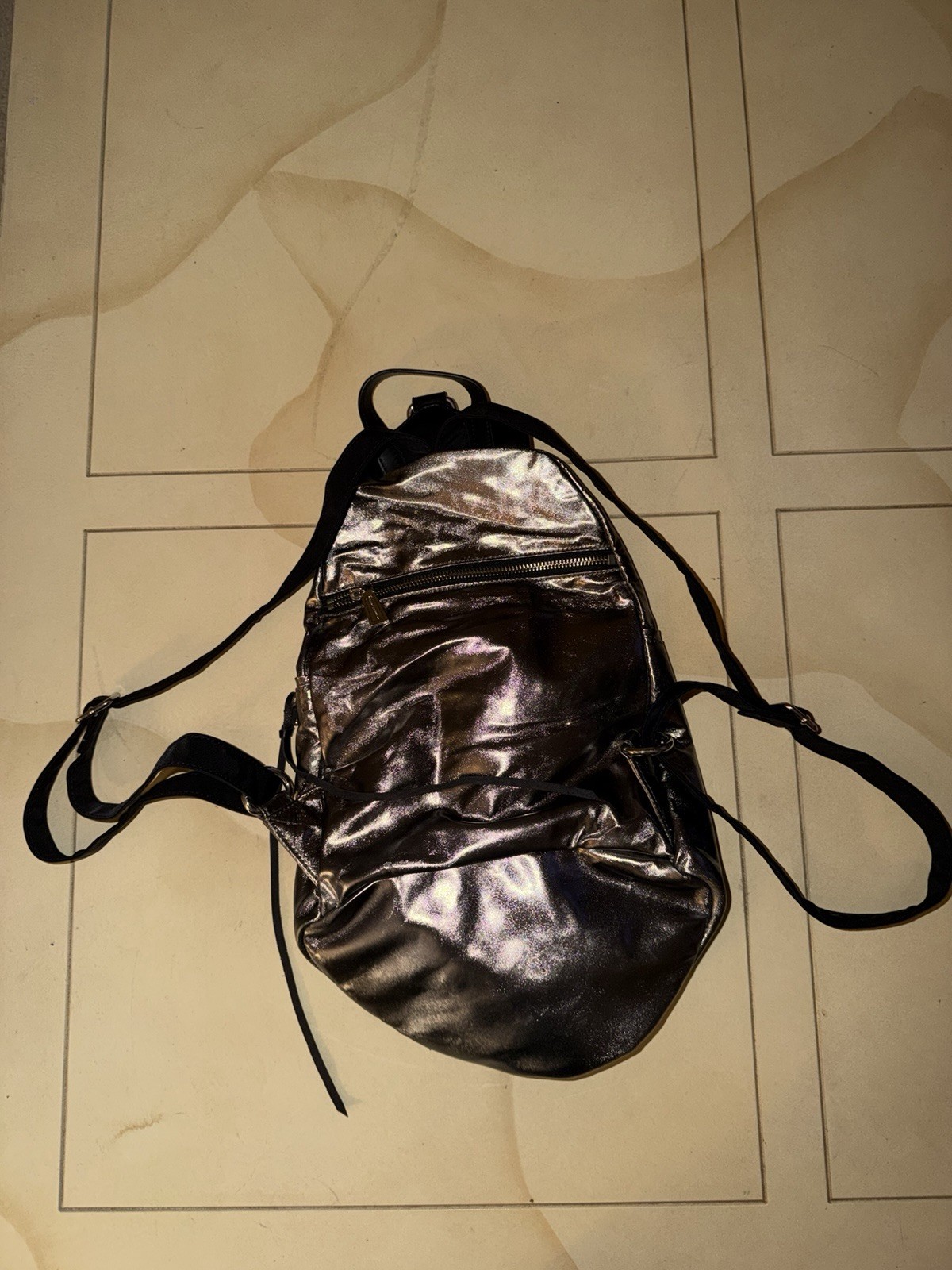 Rebecca Minkoff Silver Metallic Julian Convertible Backpack Used See Pics