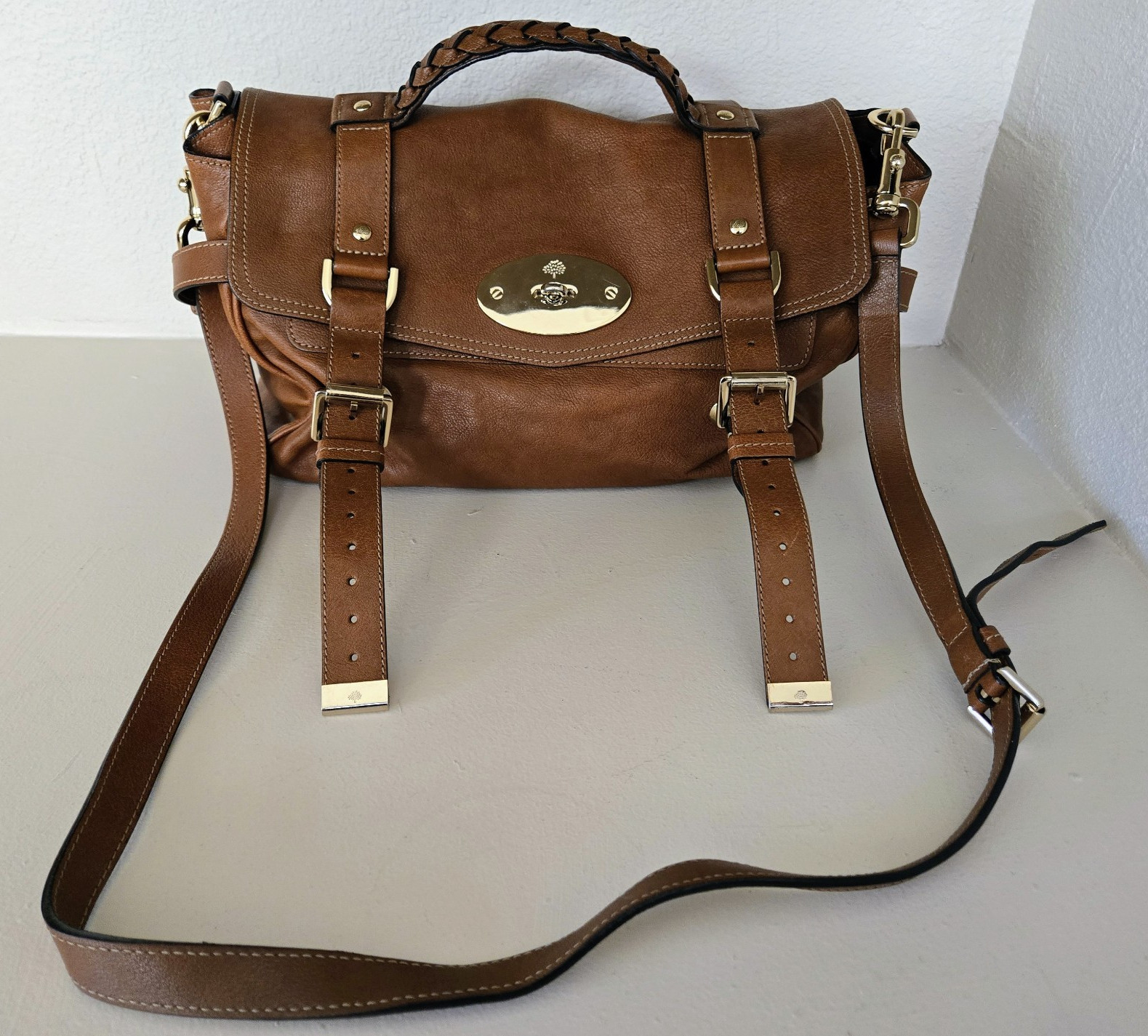 Mulberry Authentic Medium Alexa Satchel Top Handle Bag Turn Lock w/ Dustbag