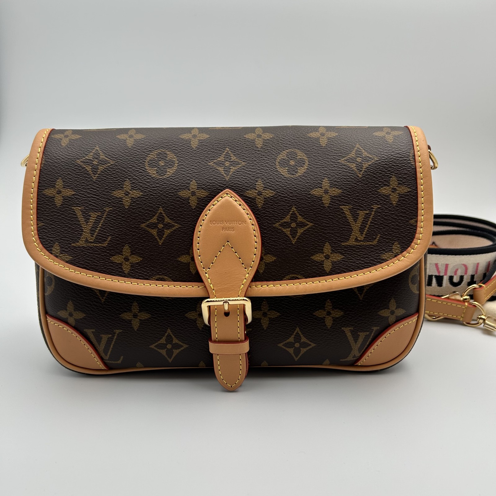 Louis Vuitton Diane Monogram Shoulder Crossbody Bag Jacquard Strap