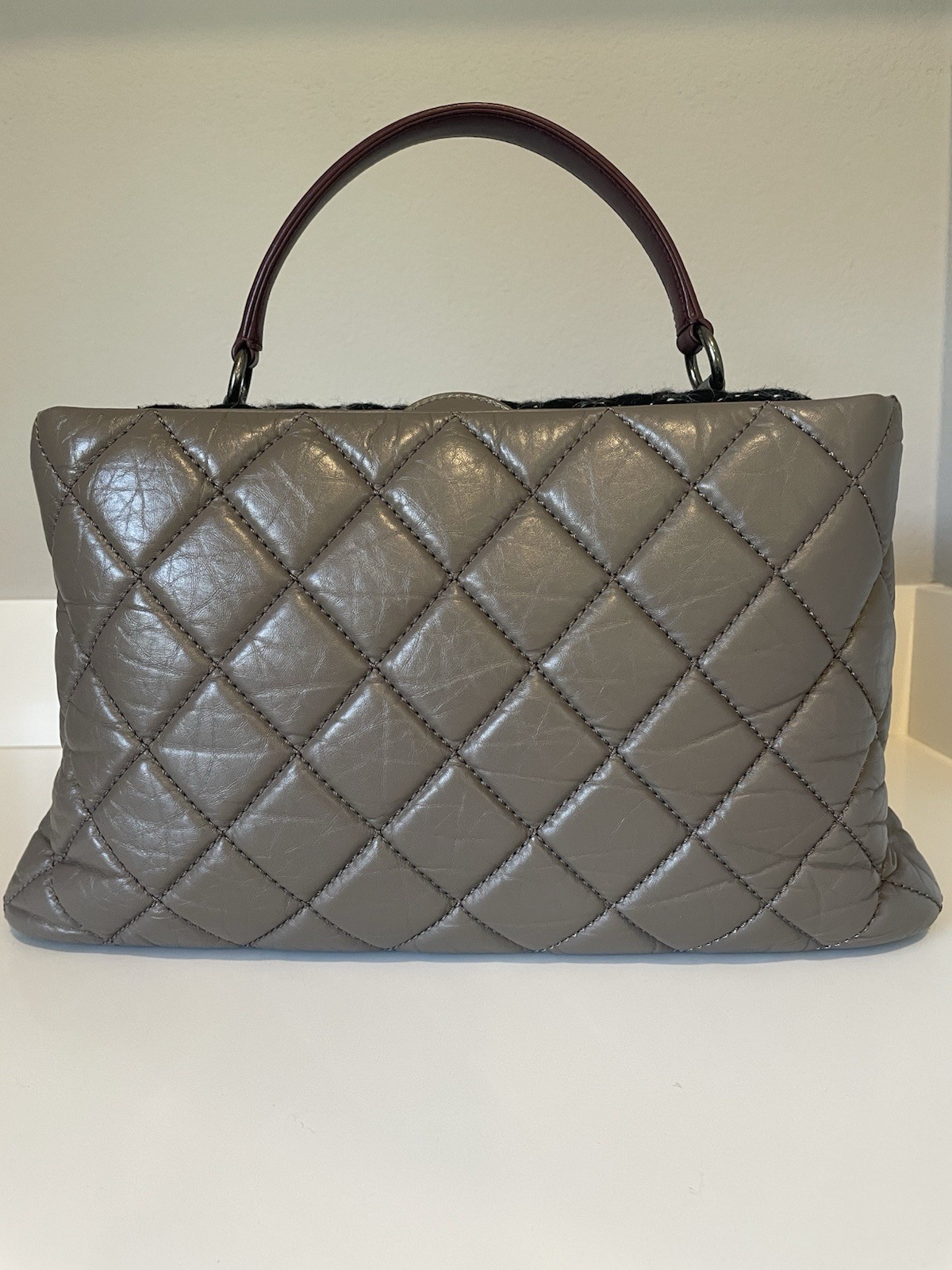 Authentic CHANEL Tweed & Quilted Portobello 2-Way Top Handle Tote Handbag