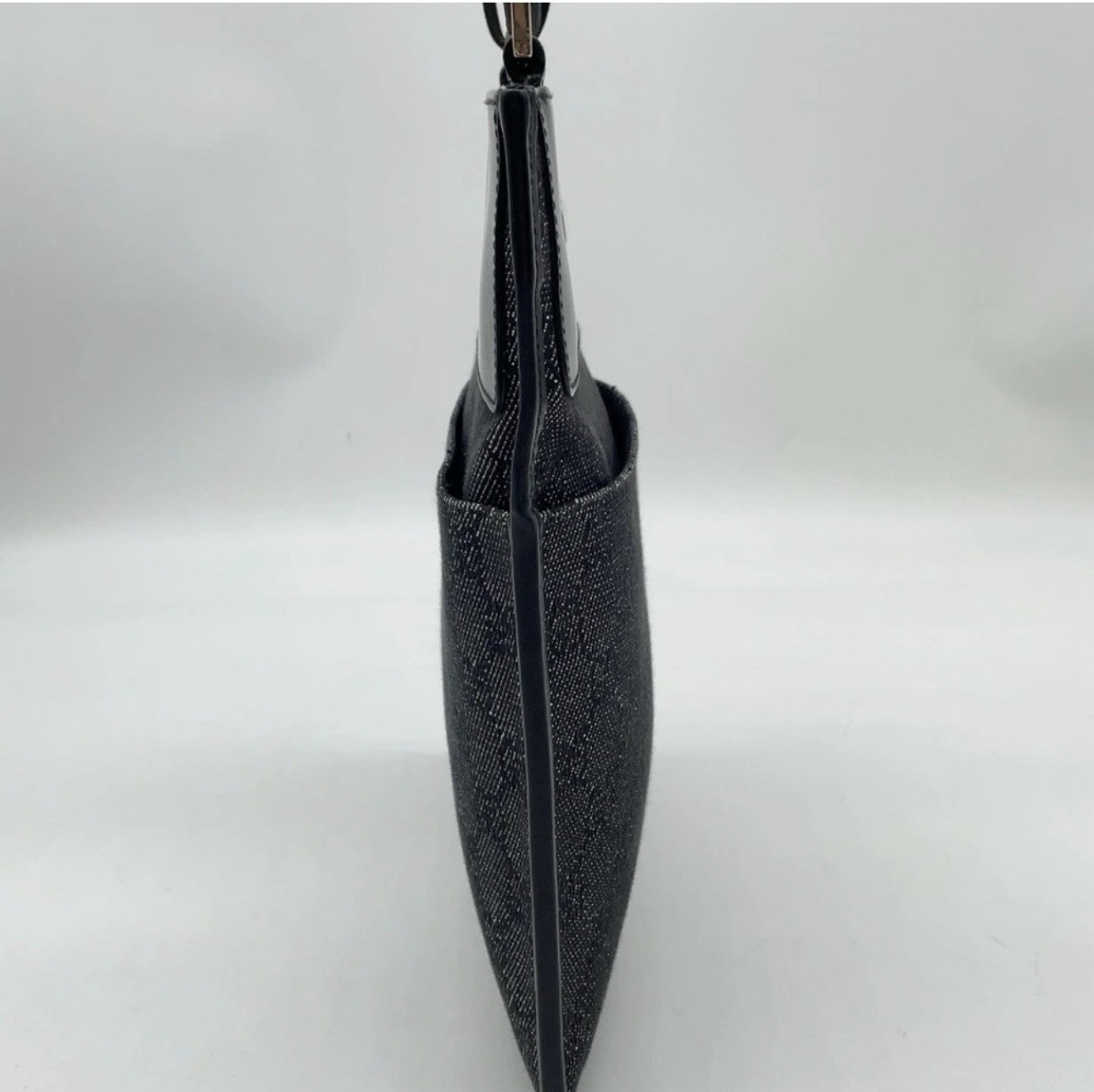 Auth Gucci GG Canavs x Leather Black SV Sacoche Shoulder Bag