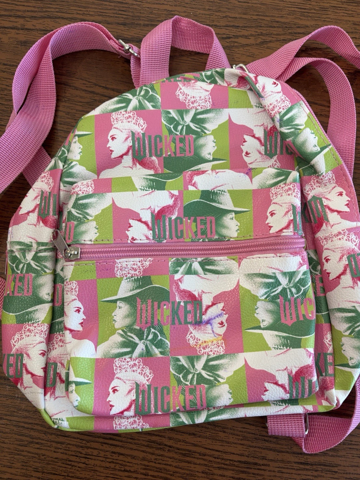 Licensed Wicked Mini Backpack Glinda Elphaba Purse Handbag Movie Pink Green