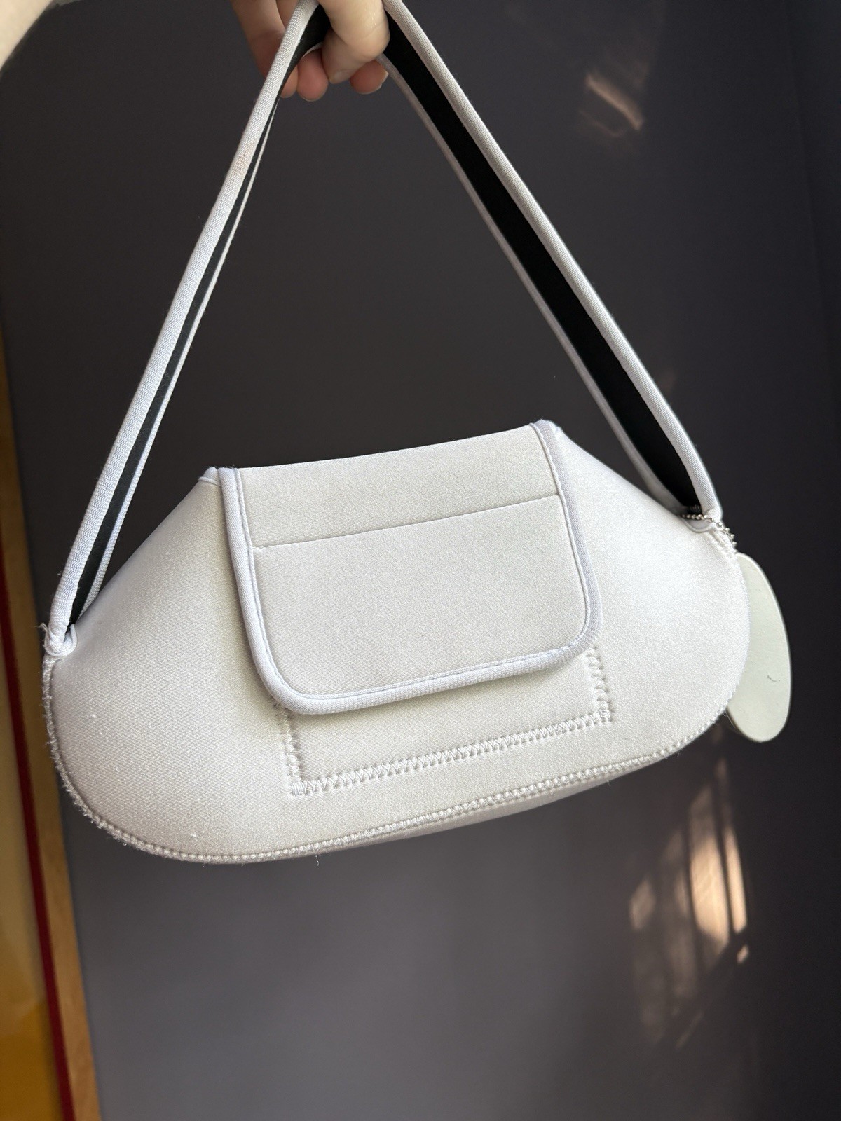 RARE VeniceW Grey w/ White Eyes Shoulder Bag Purse with Bag Charm