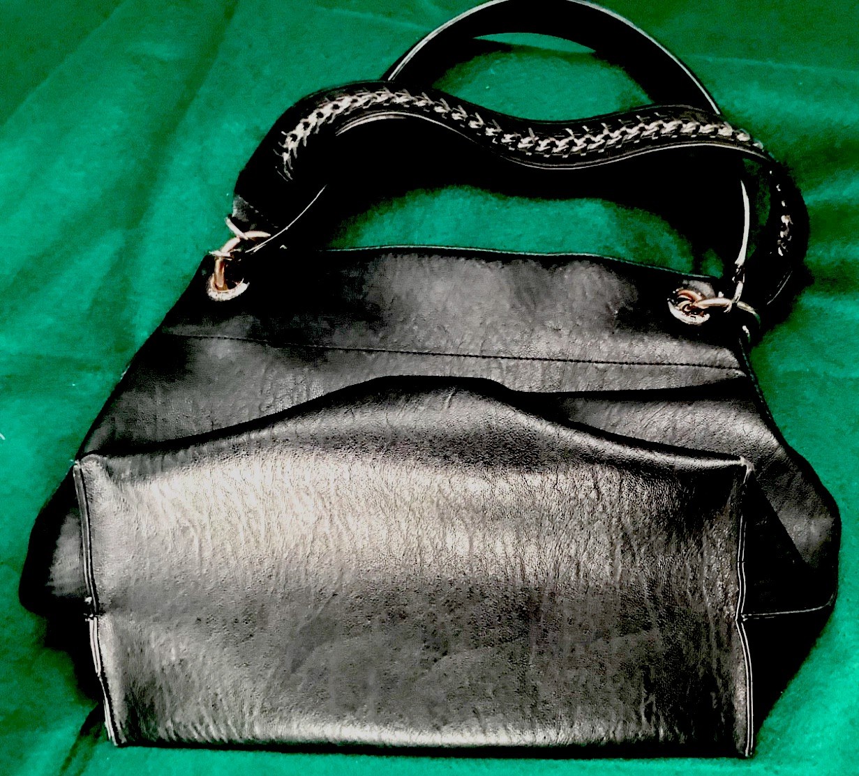 Calvin Klein Black Leather Deesha Tailored Tote w/Silver Toned Hardware – Ex C