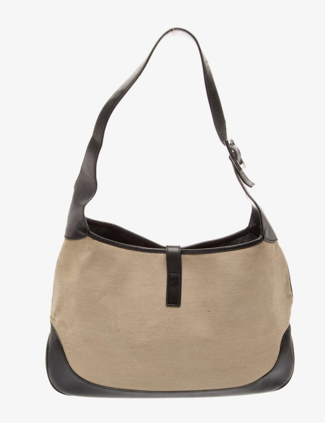 Authentic Gucci Jackie Piston Lock Shoulder Bag – Neutral Canvas & Leather