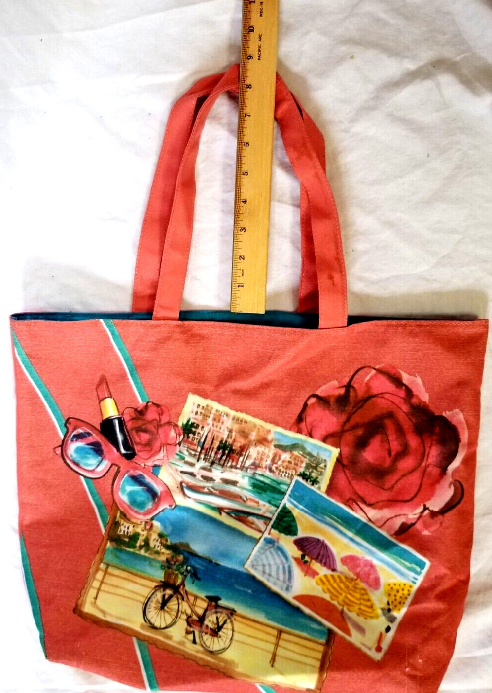 Lancome Cotton Canvas Tote French Riviera Travel Shopping Bag Beach 17″ x 12″