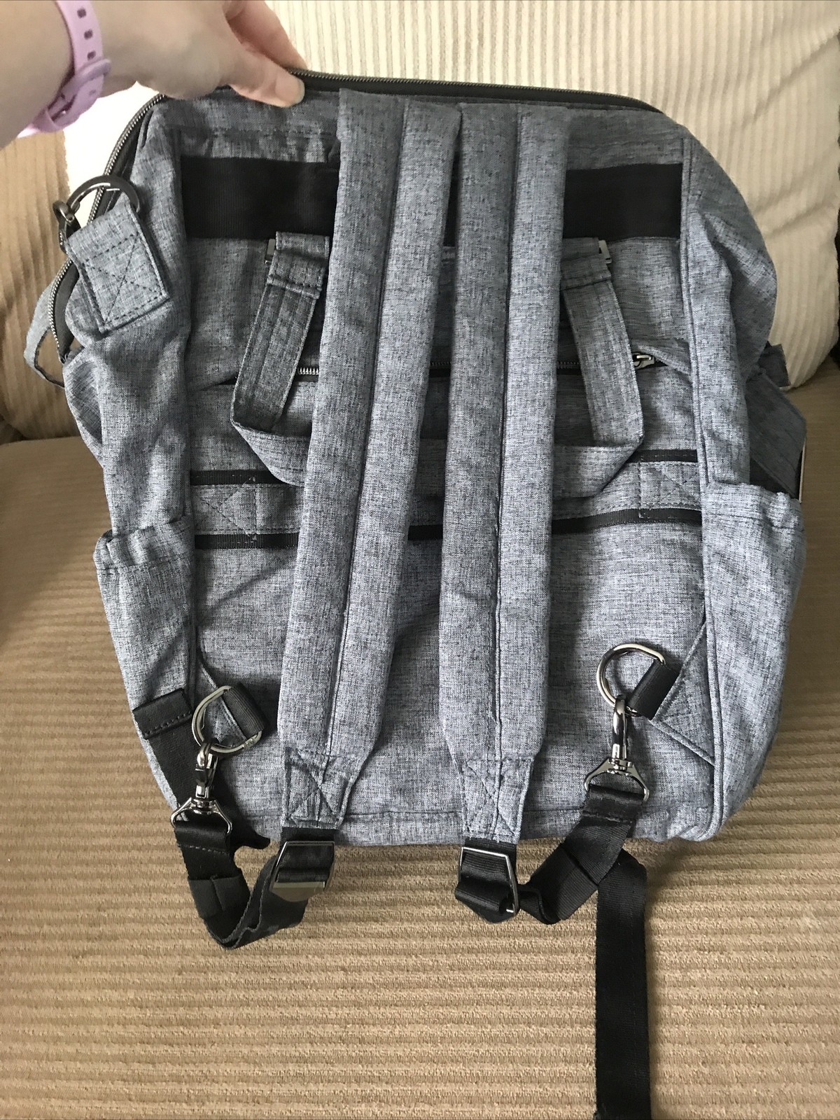 Lug Via 2 Crossbody Tote Backpack Heather Gray Detachable Adjustable Straps