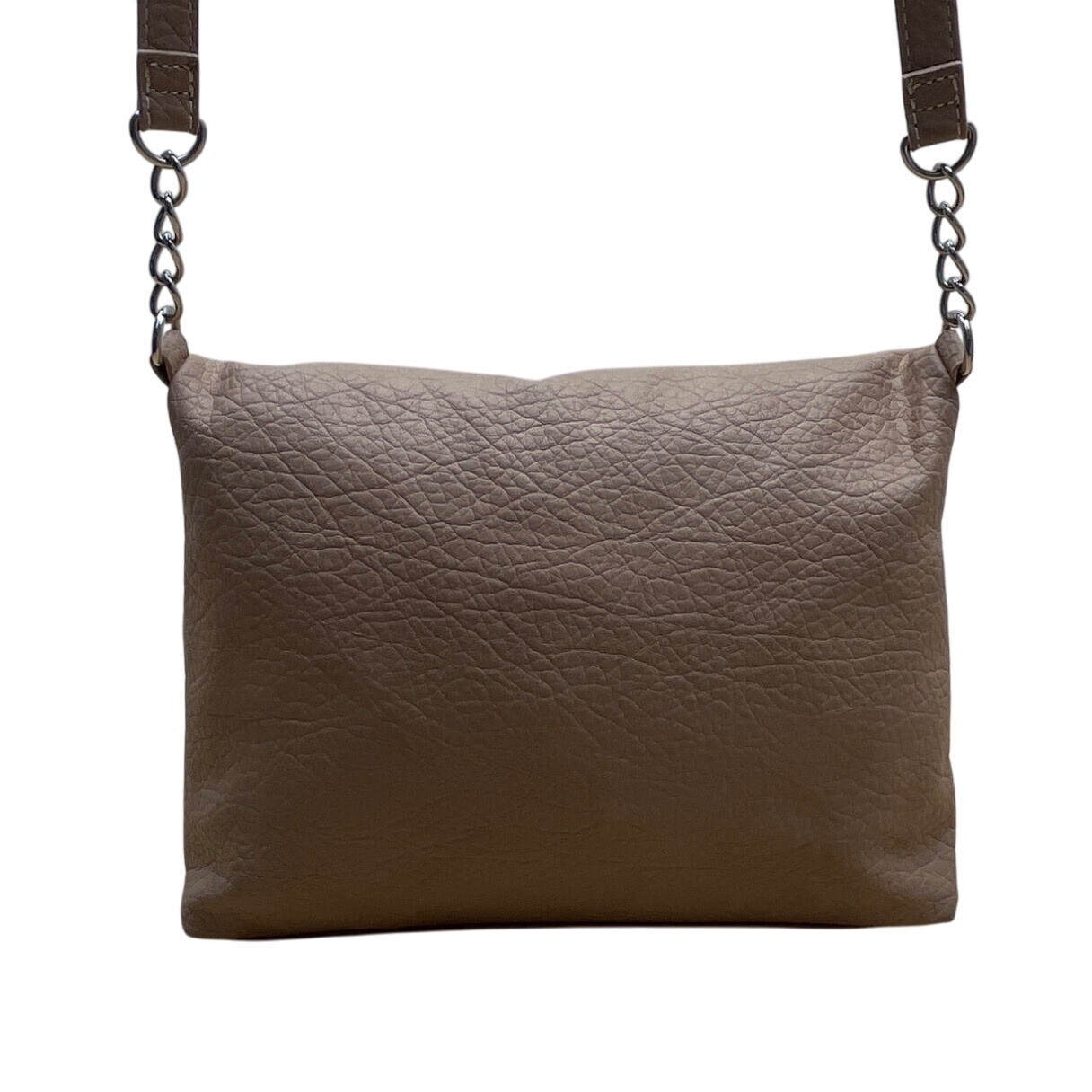 Nine West Taupe Faux Leather Fold-Over Flap Crossbody Bag Sz M