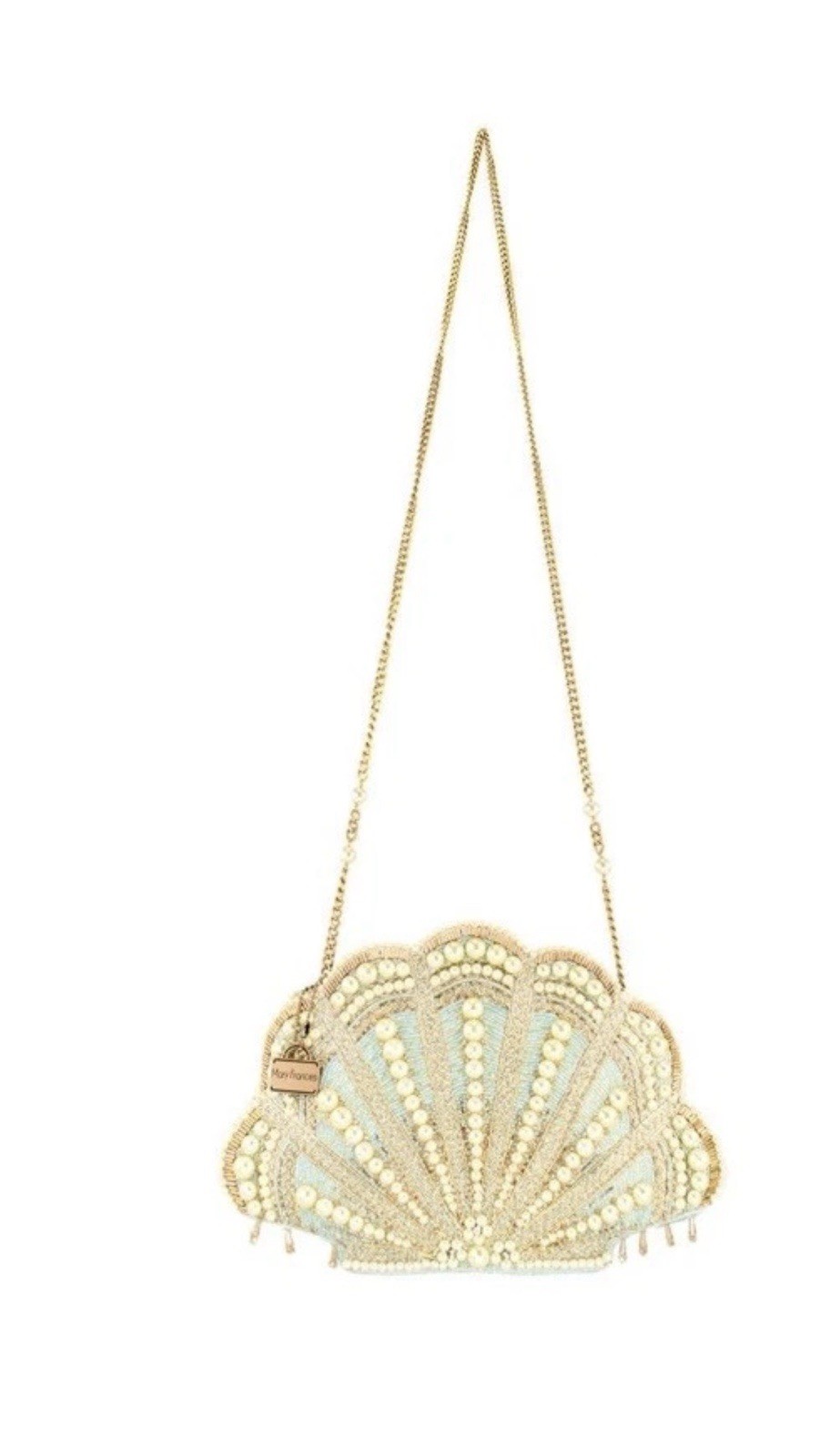 Mary Frances Seaside Luxury Pearl and Beaded Shell Crossbody Handbag