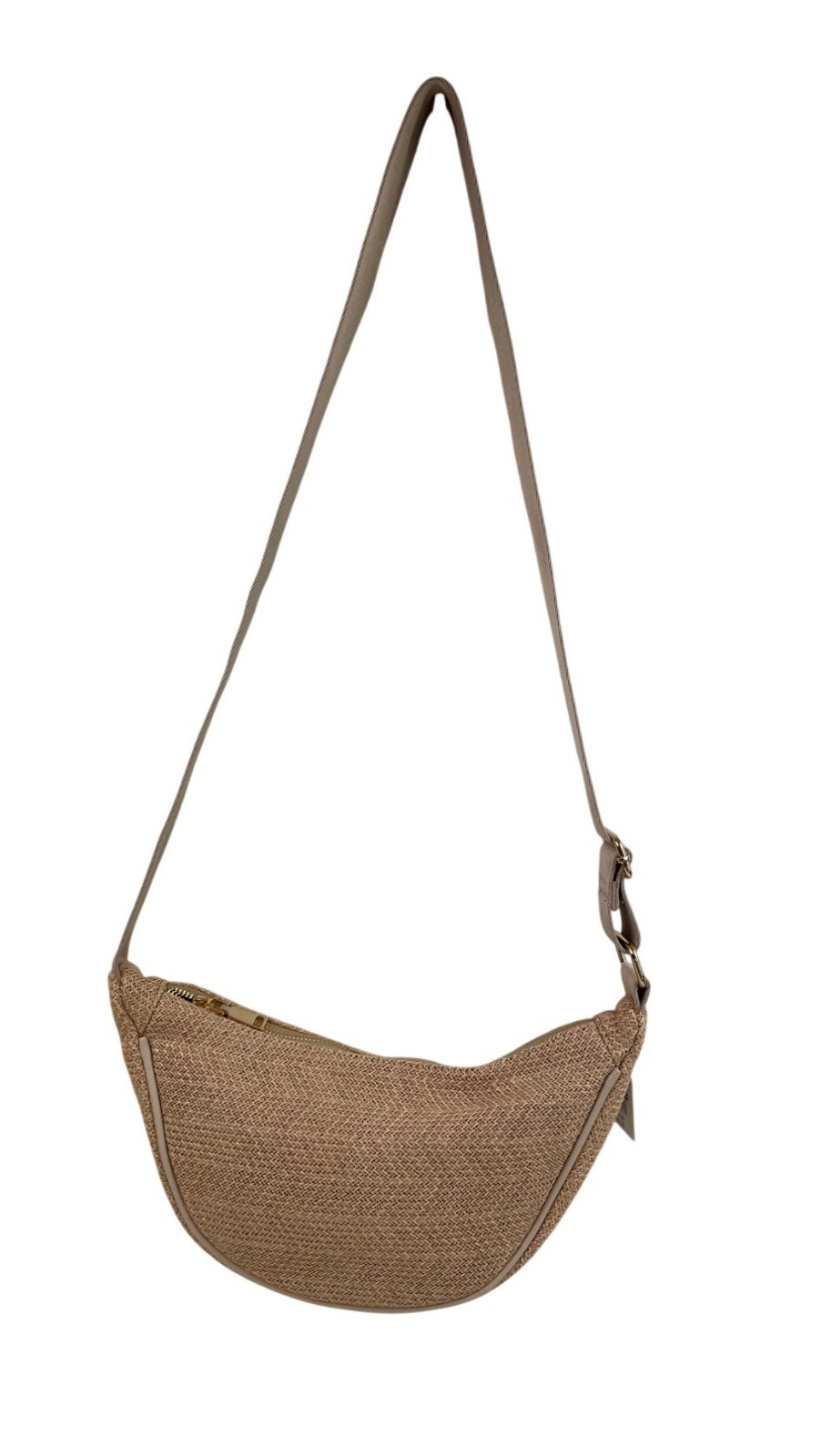 Falls Creek Beige & Pink Textured Crossbody Bag Adjustable Strap & Zip Closure