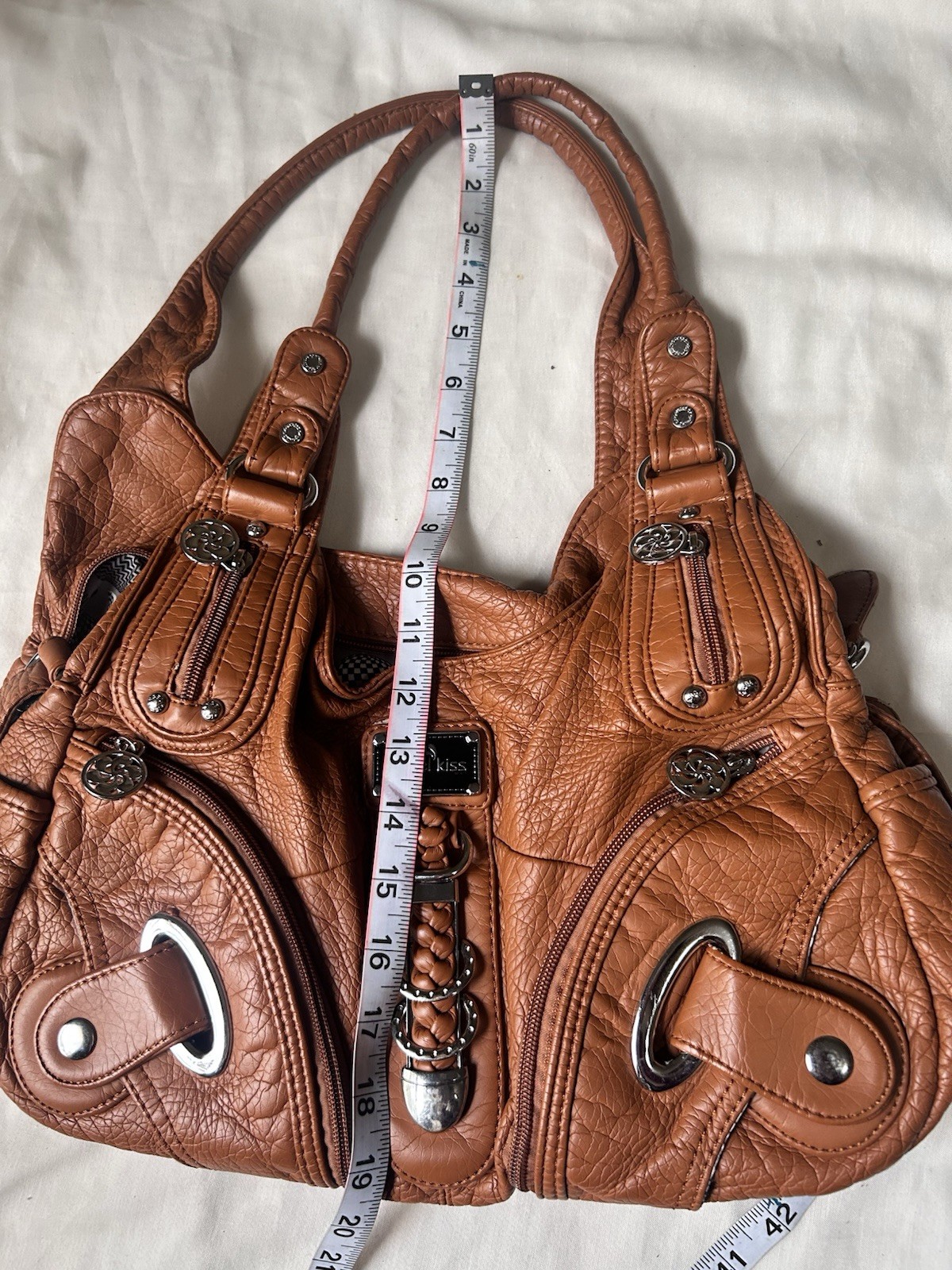 Orange Angel Kiss Hobo Bag Silver Hardware Braided Details Multi Zipper Y2k