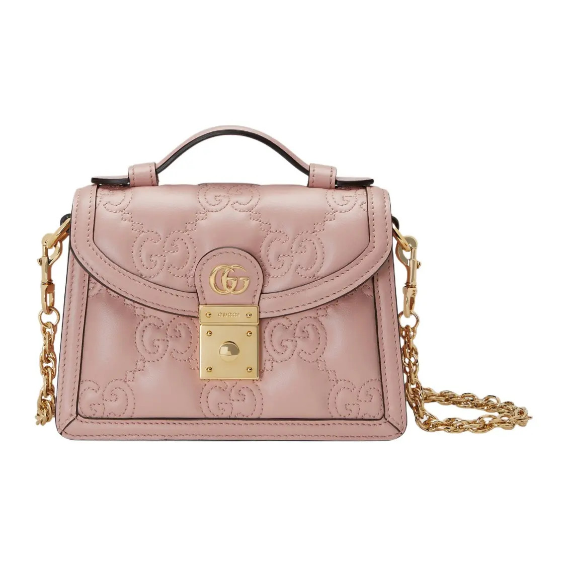 GUCCI GG Matelassé Shoulder crossbody bag small women’s pink 7.06×2.56×5.11 in
