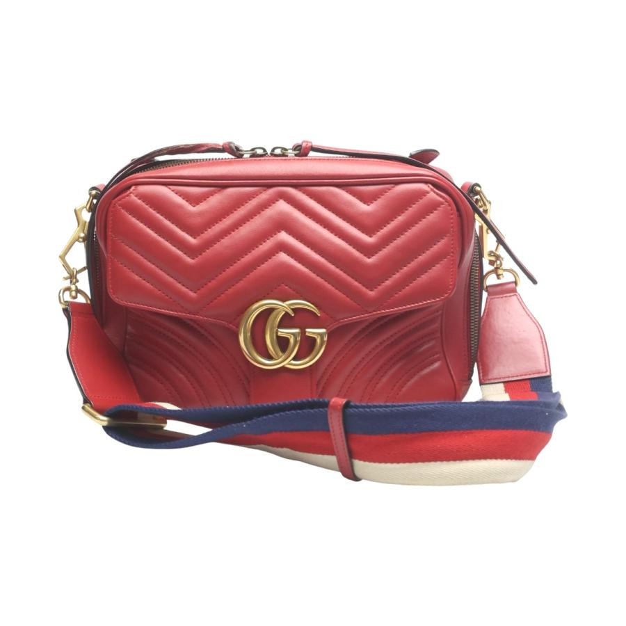 GUCCI Bag: GG Marmont 498100 Red W22H11D8cm w/strap;–