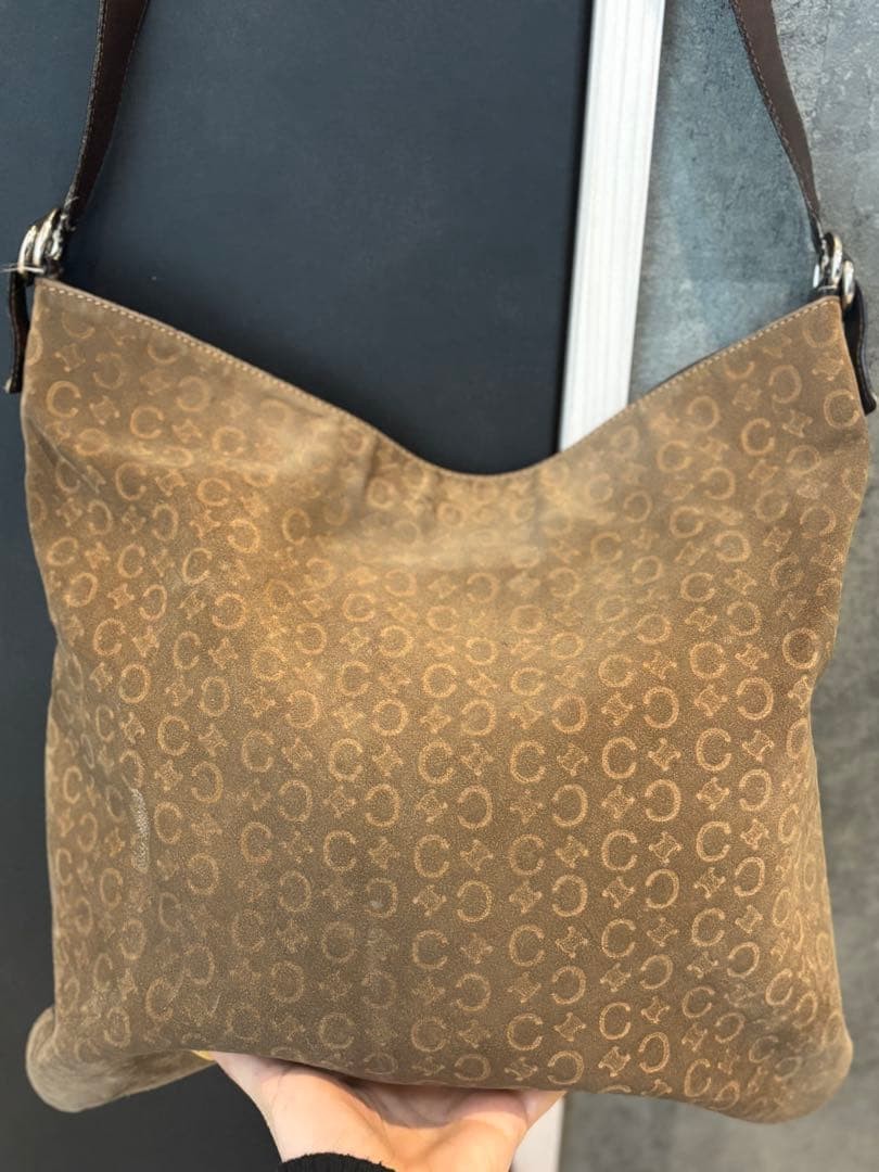 CELINE C Macadam Semi-Shoulder Bag Brown Leather Authentic Ladies