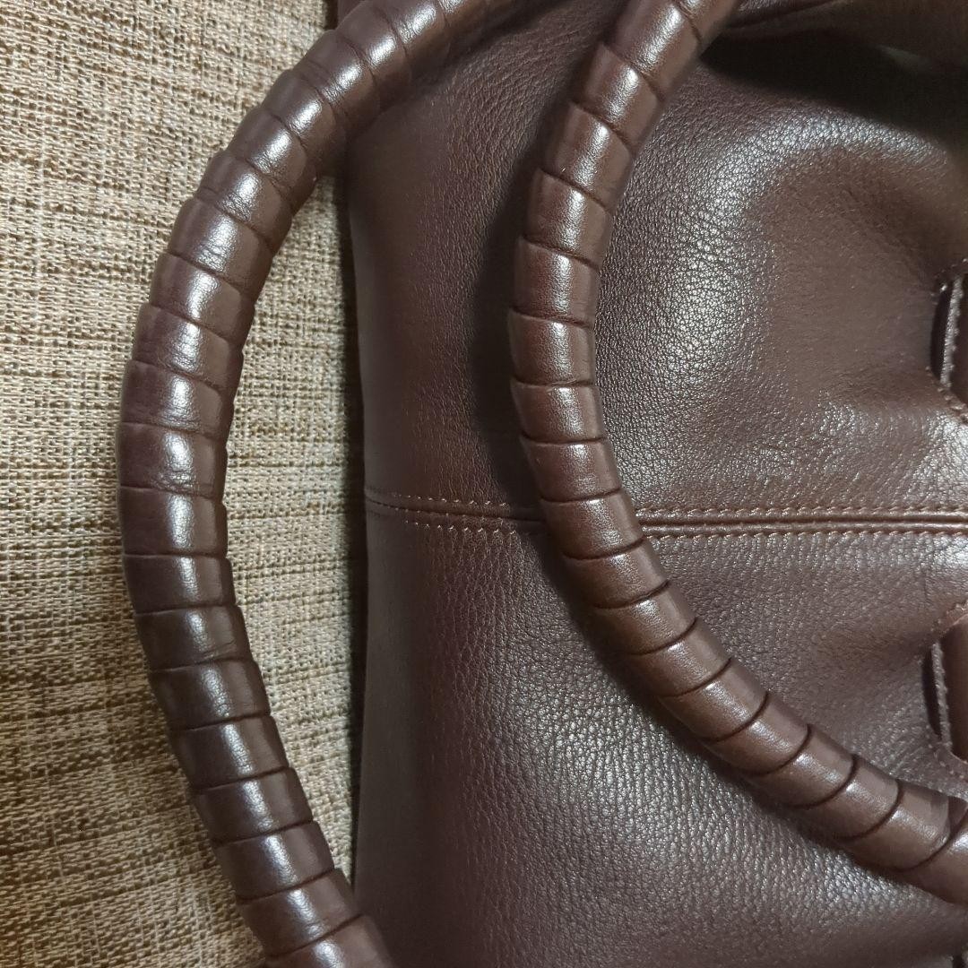 Tsuchiya Kaban Handbag Brown Leather 38x20x13cm Used