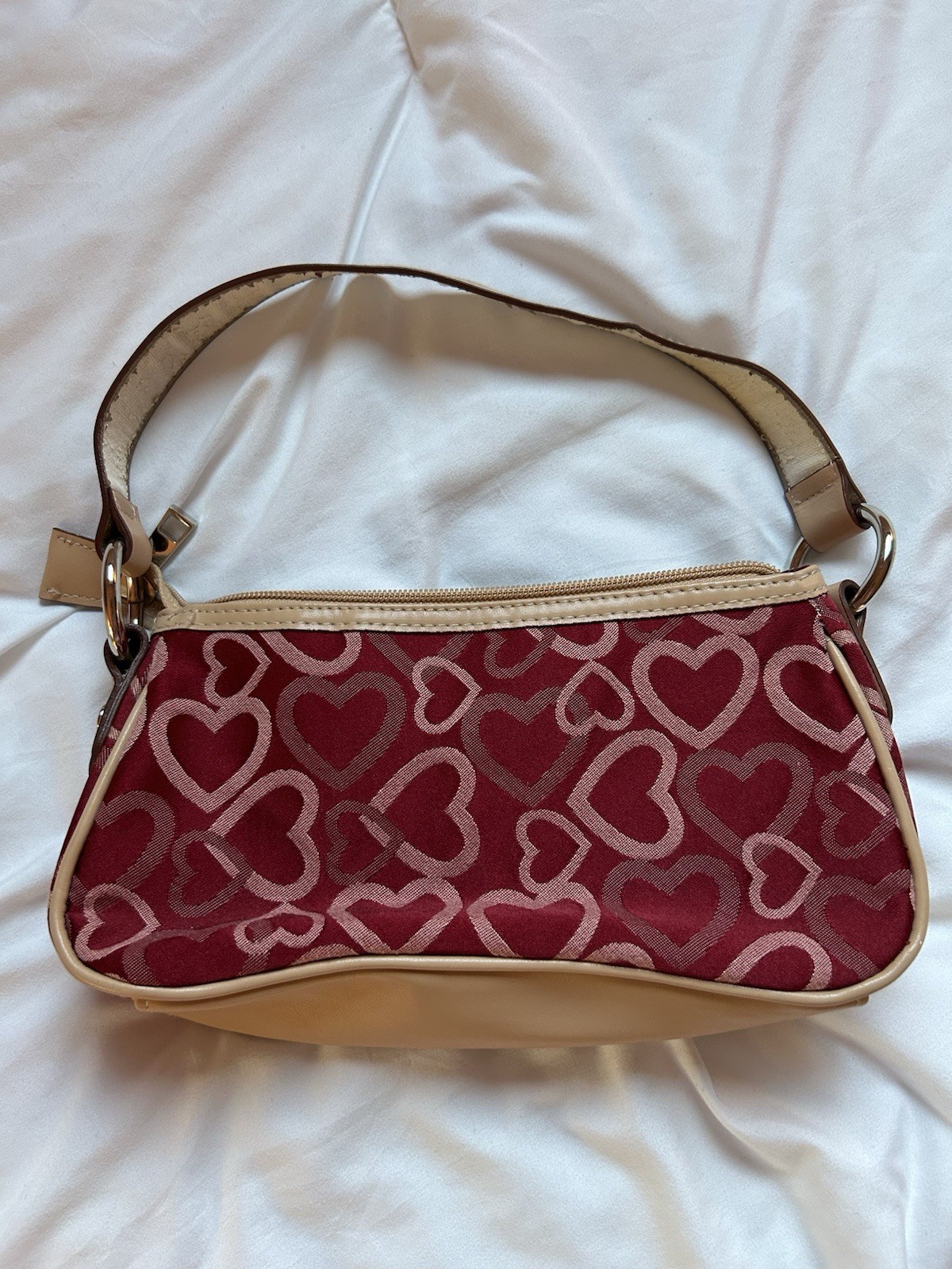Vintage Y2K Red and Pink Heart Shoulder Bag