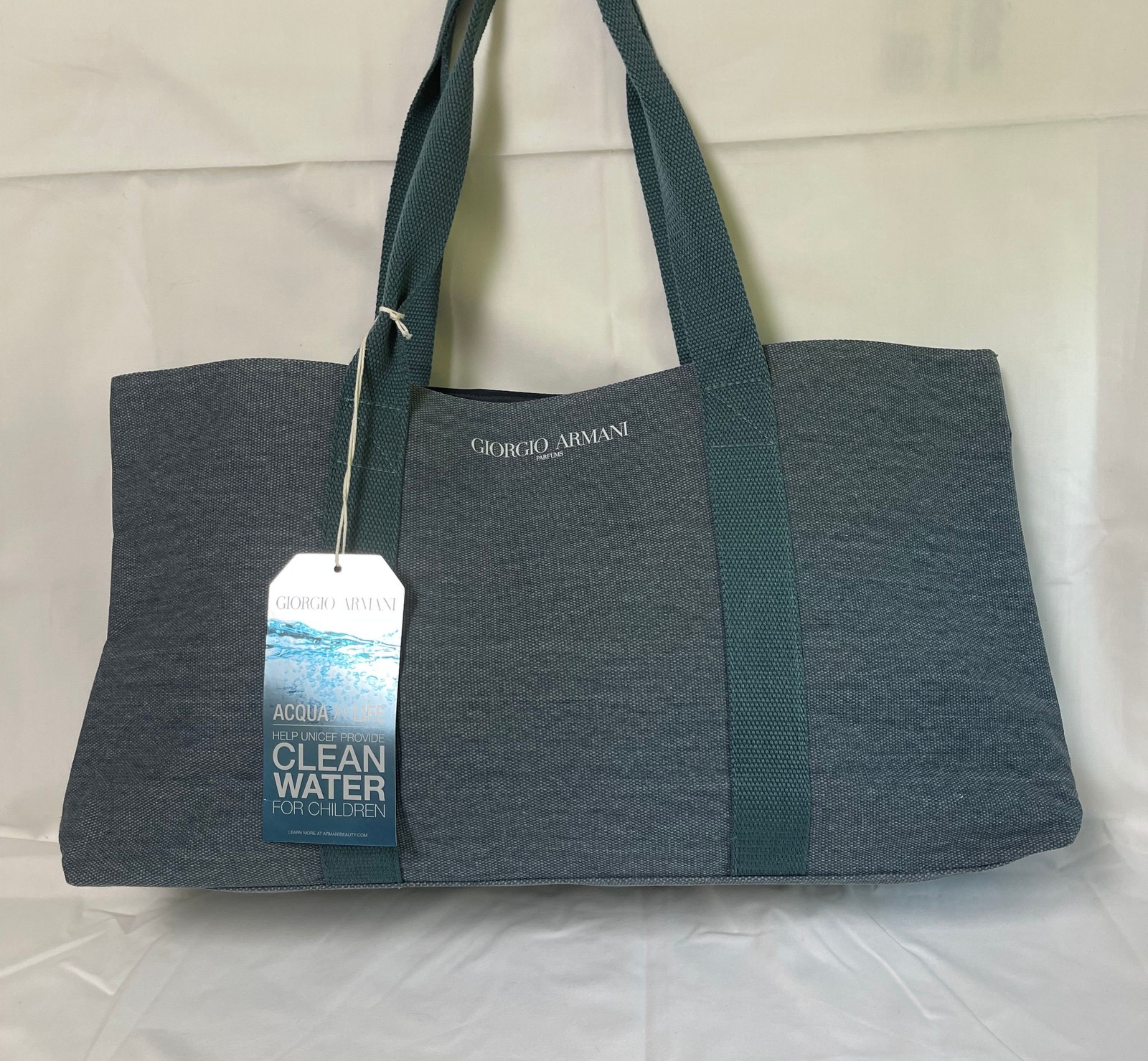 NWT Giorgio Armani Parfums Large Canvas Tote Bag – Hunter Green – 100% Authentic