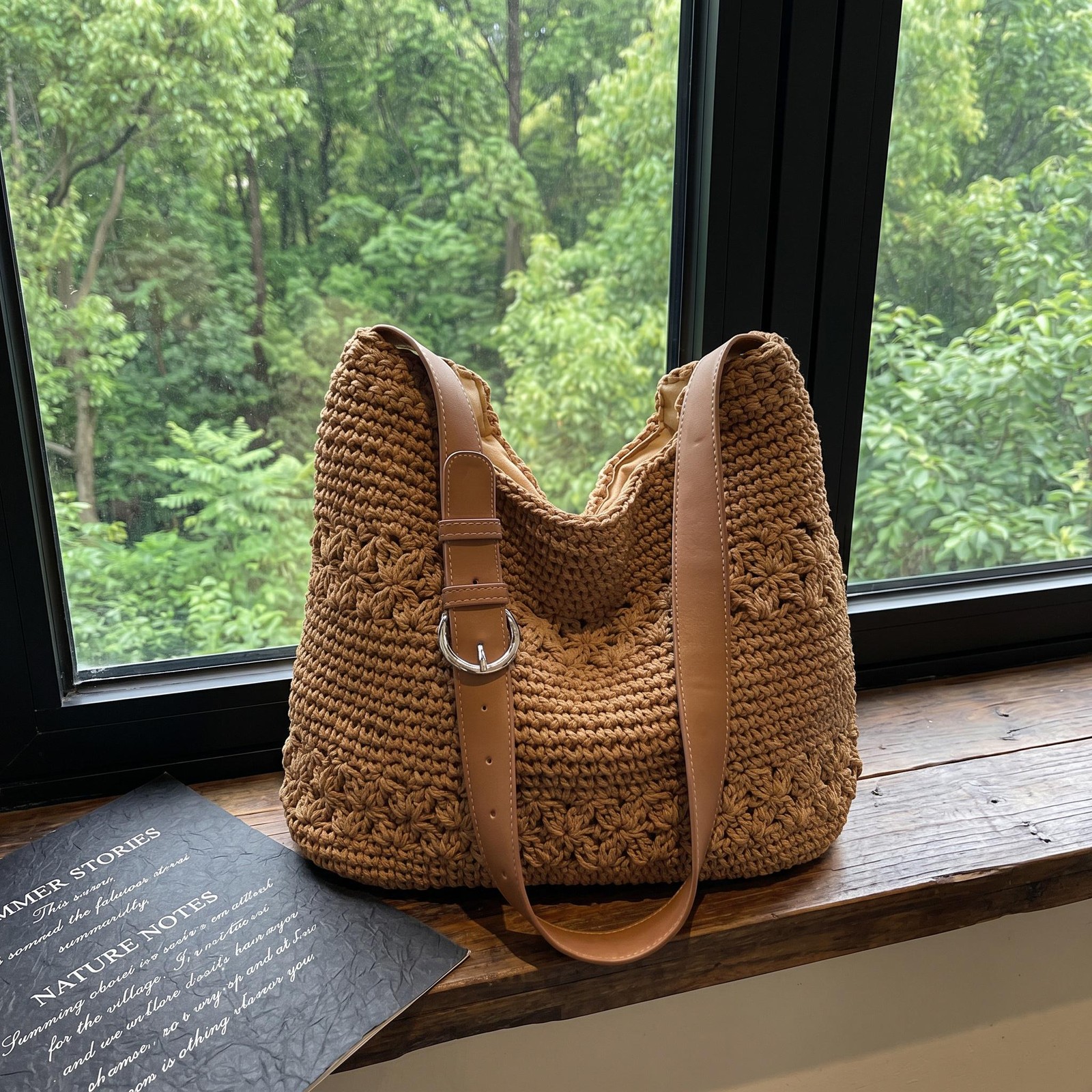 Boho Crochet Shoulder Bag ,Knit Summer Beach Tote, Handmade Crochet Tote Bag,Gif