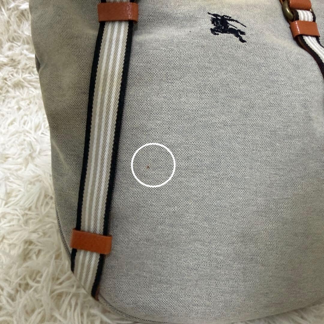 Burberry Blue Label Gray Canvas Leather Horse Logo Shoulder Bag Womens 260733Y