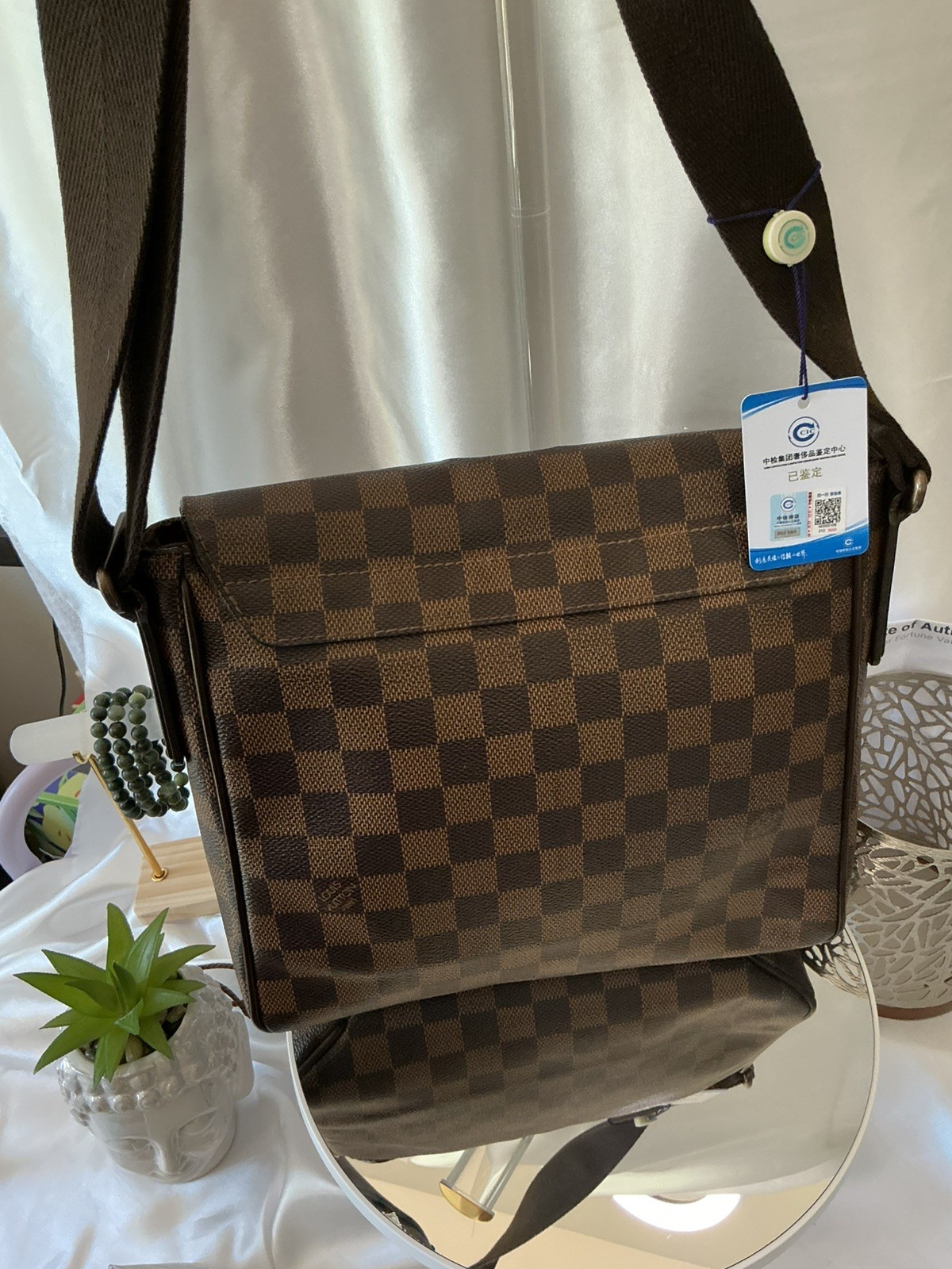 Preloved Excellent Louis Vuitton Brown Damier Canvas Shoulder Crossbody w COA