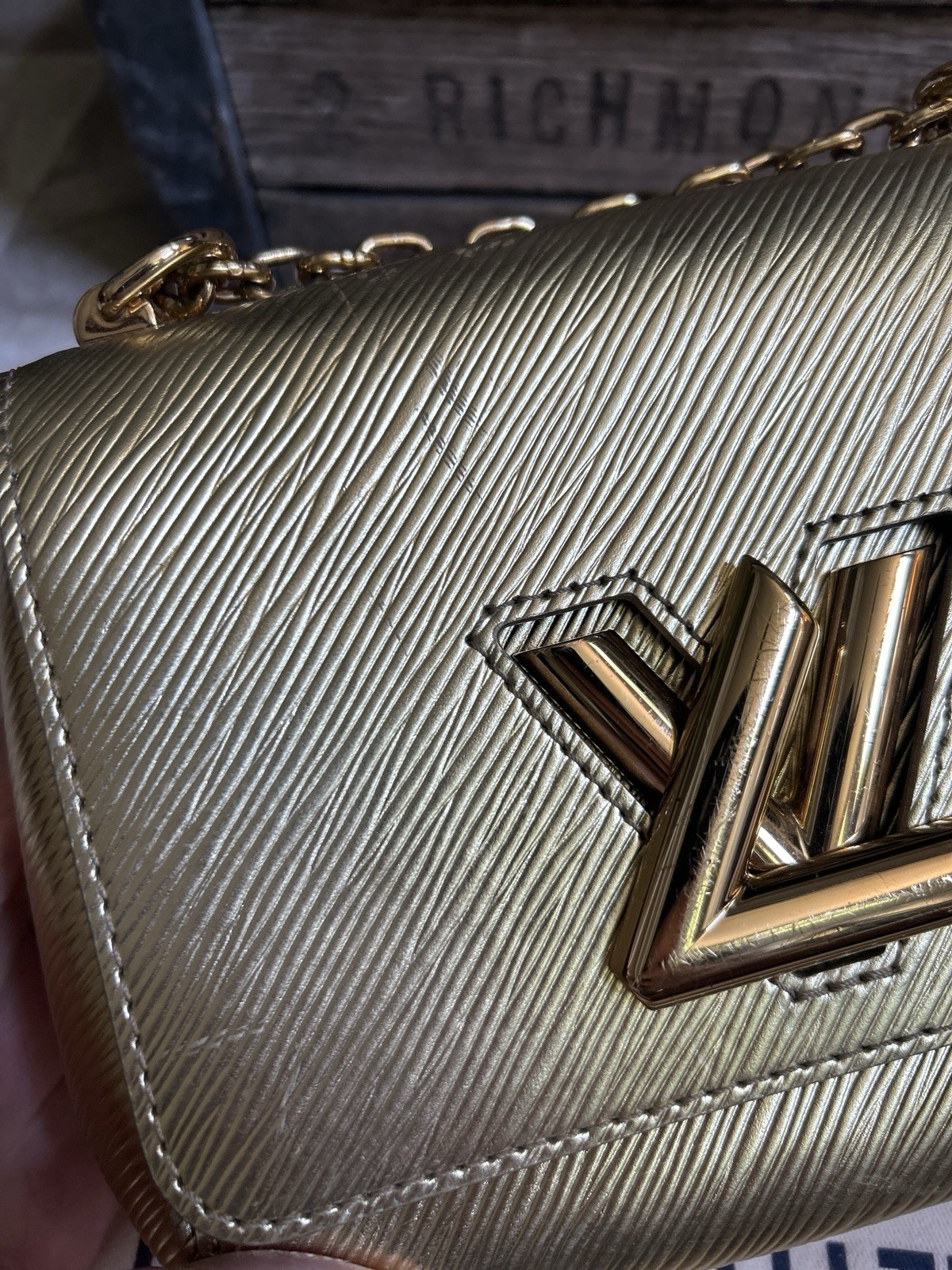 LOUIS VUITTON “Twist” gold epi leather handbag crossbody shoulder bag