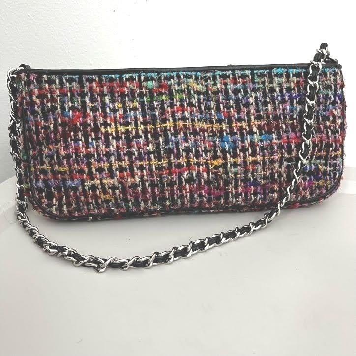 Talbots Classic Baguette Shoulder Bag Purse Teed Chain Strap Y2K Colorful Career