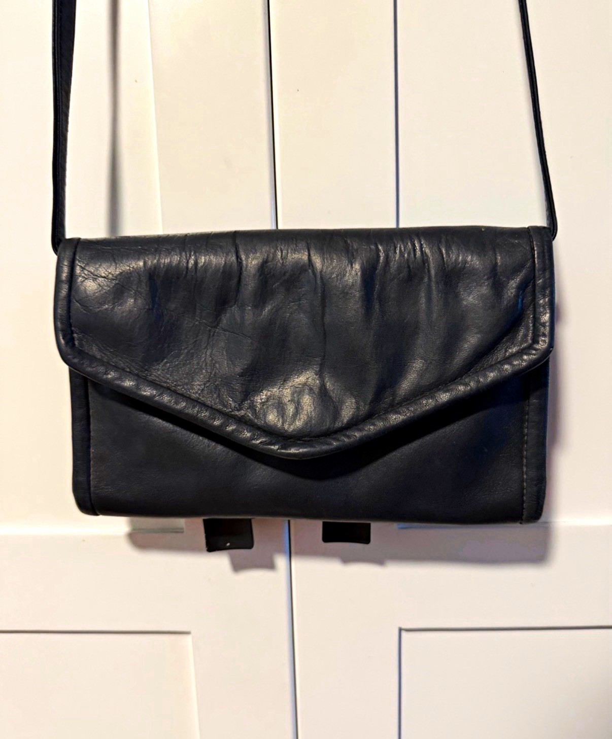Julia Duren Black Envelope Leather Crossbody Bag