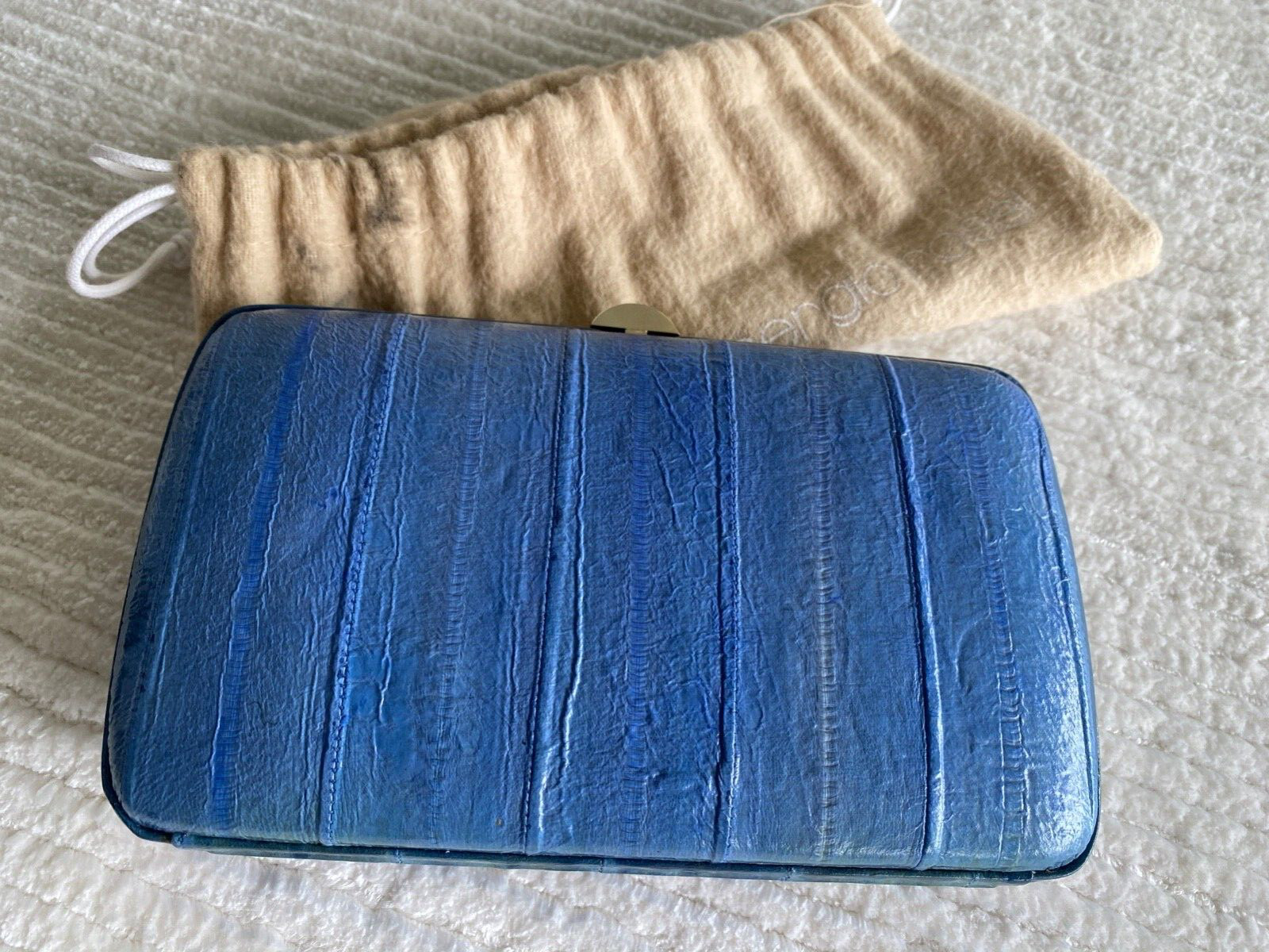 SERGIO ROSSI Blue Ell Leather Clutch Bag/ Wallet