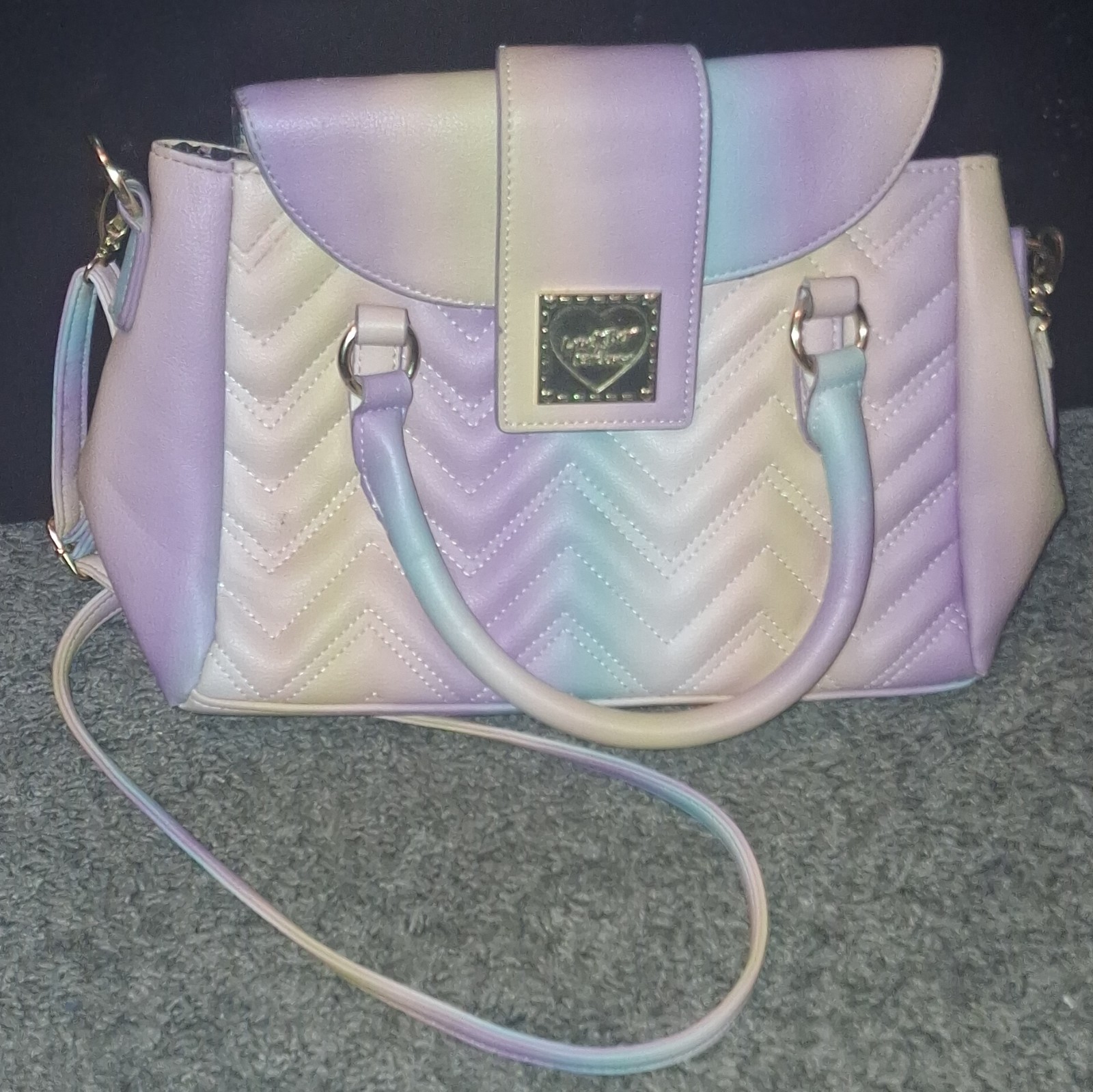 Luv Betsey by Betsey Johnson Multicolor Chevron Quilted Satchel Crossbody Purse